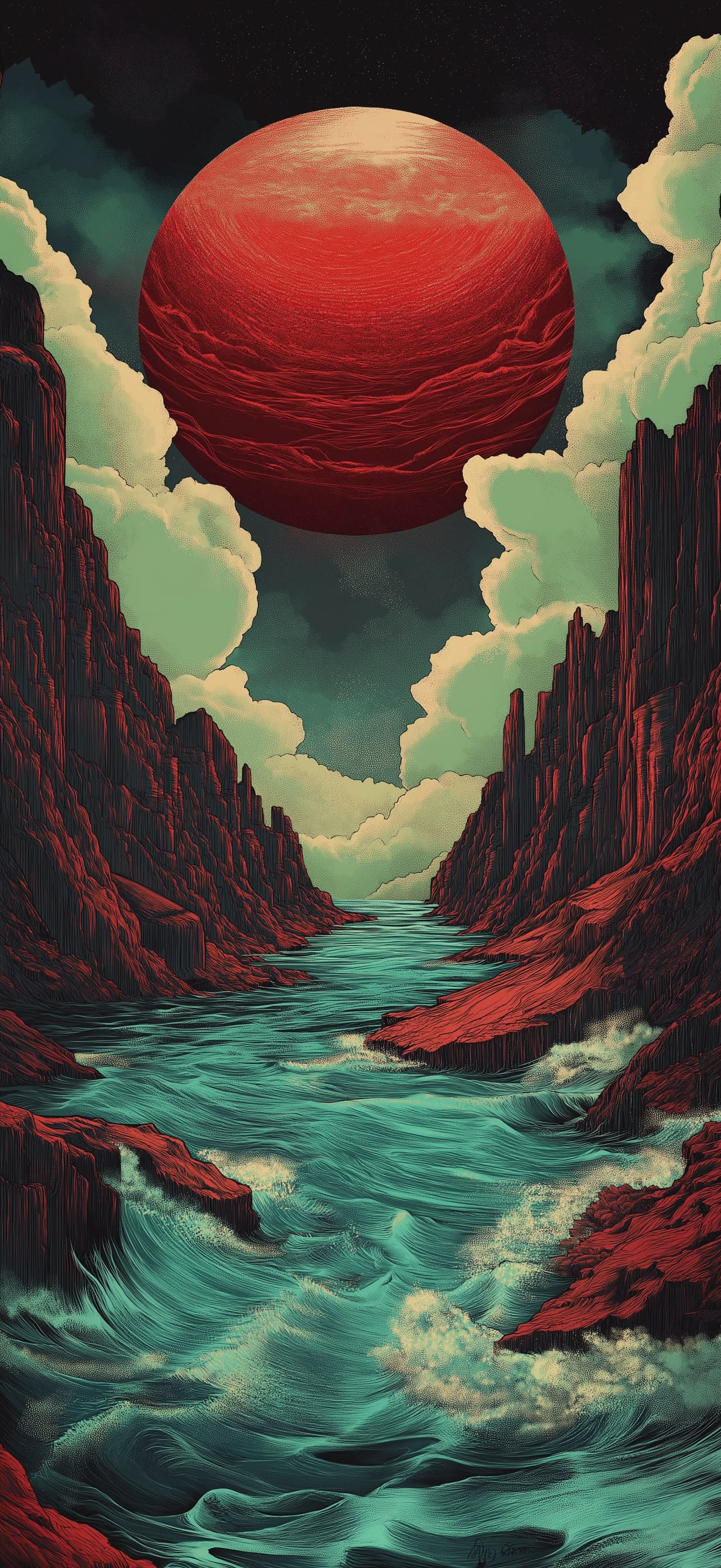 Alien River Scene - Pro phone wallpaper