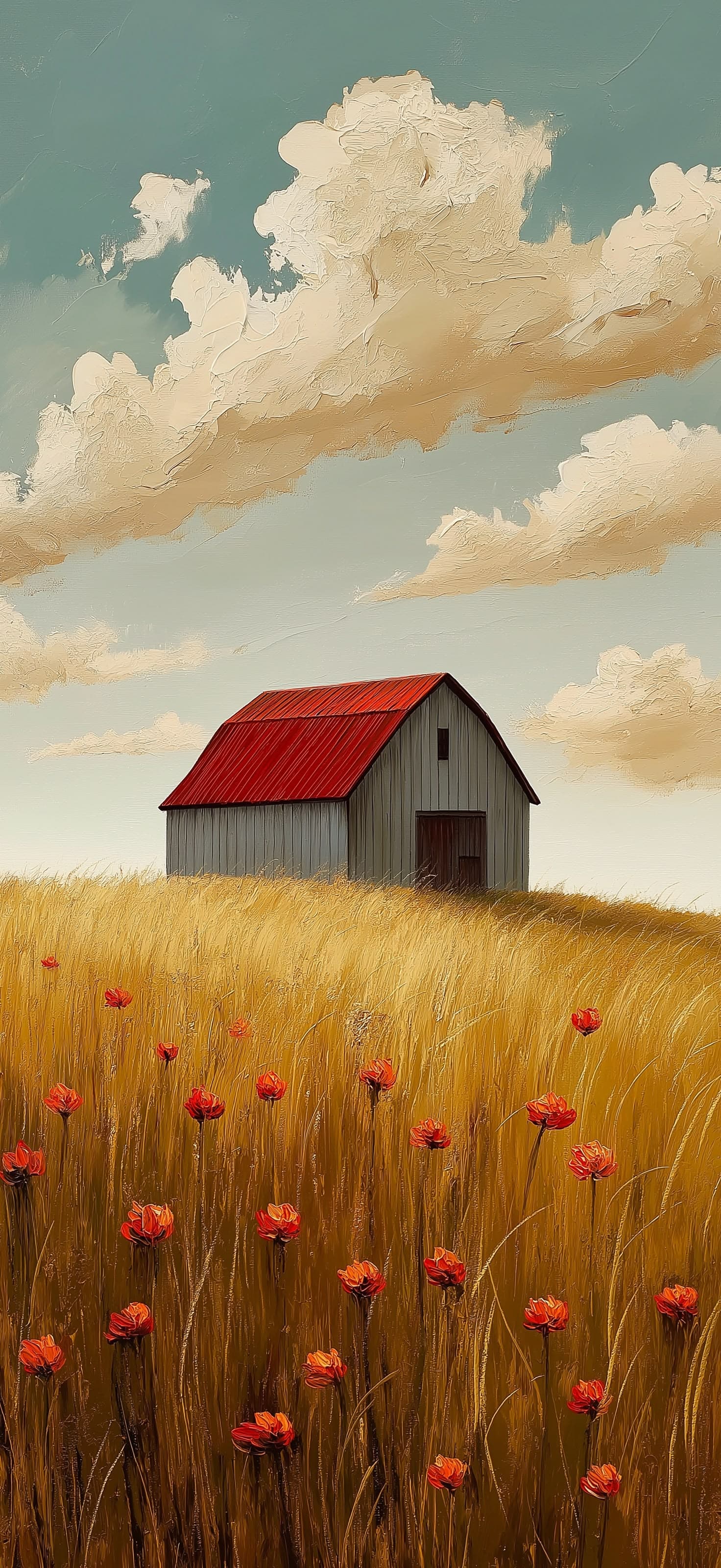 Rural Field Barn - Pro phone wallpaper