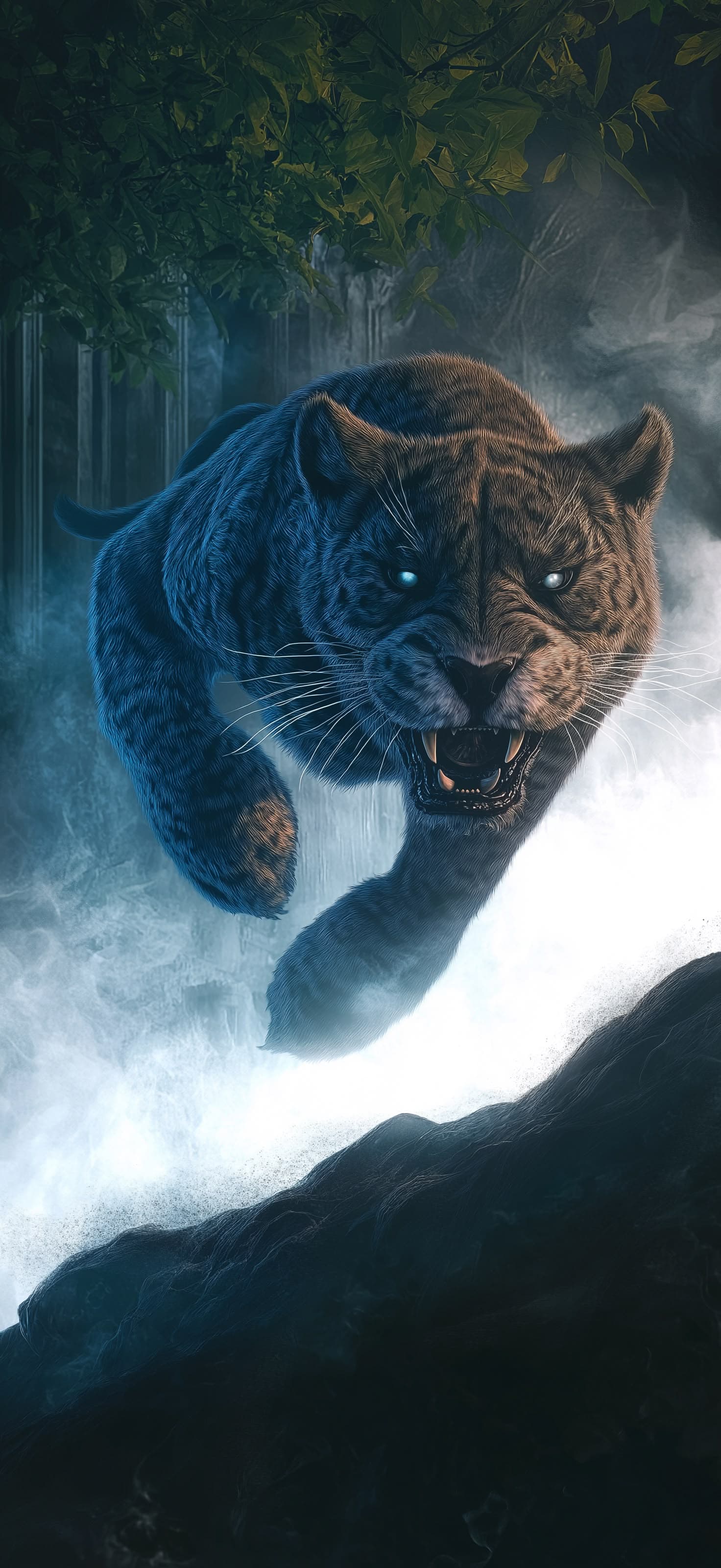 Leaping Shadow Panther - Pro phone wallpaper