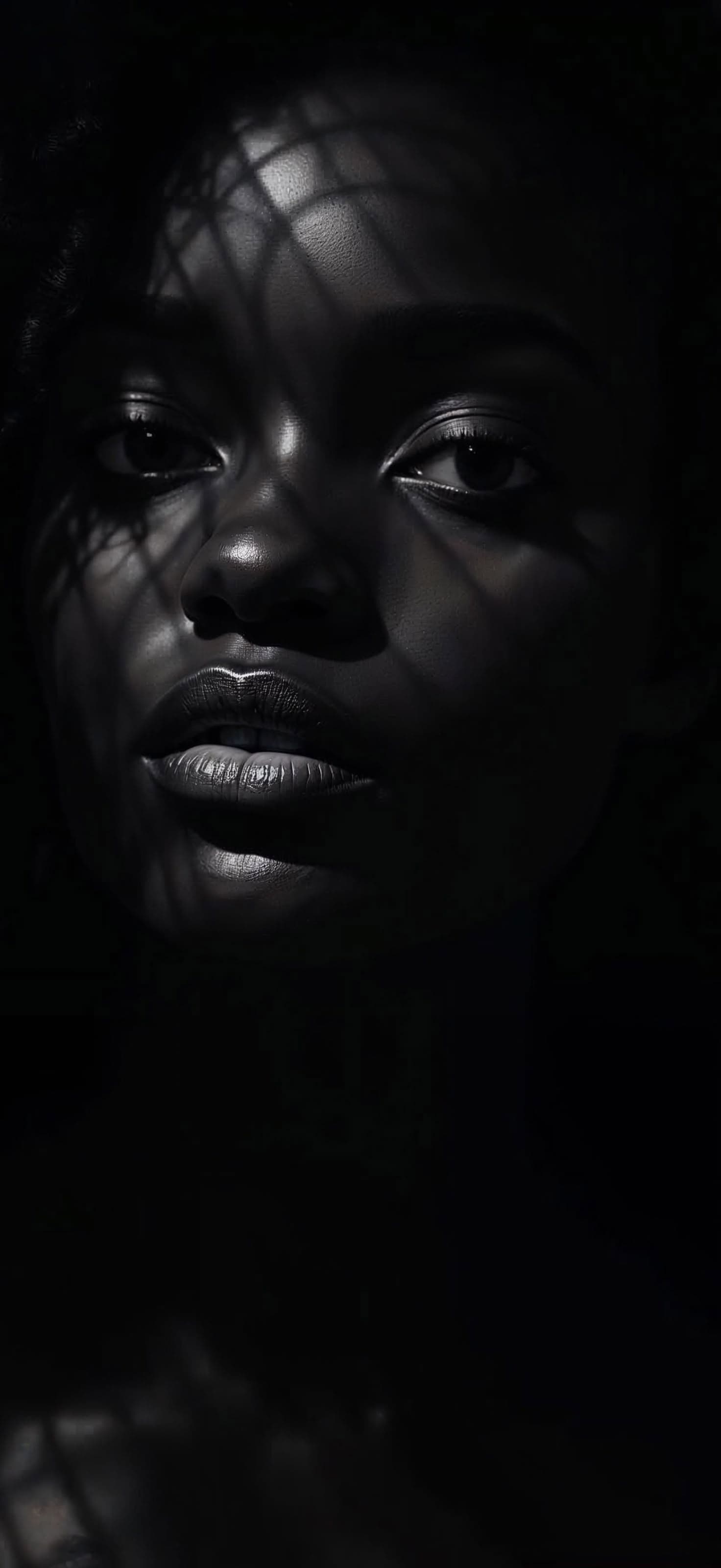 Monochrome Shadow Portrait - Pro phone wallpaper