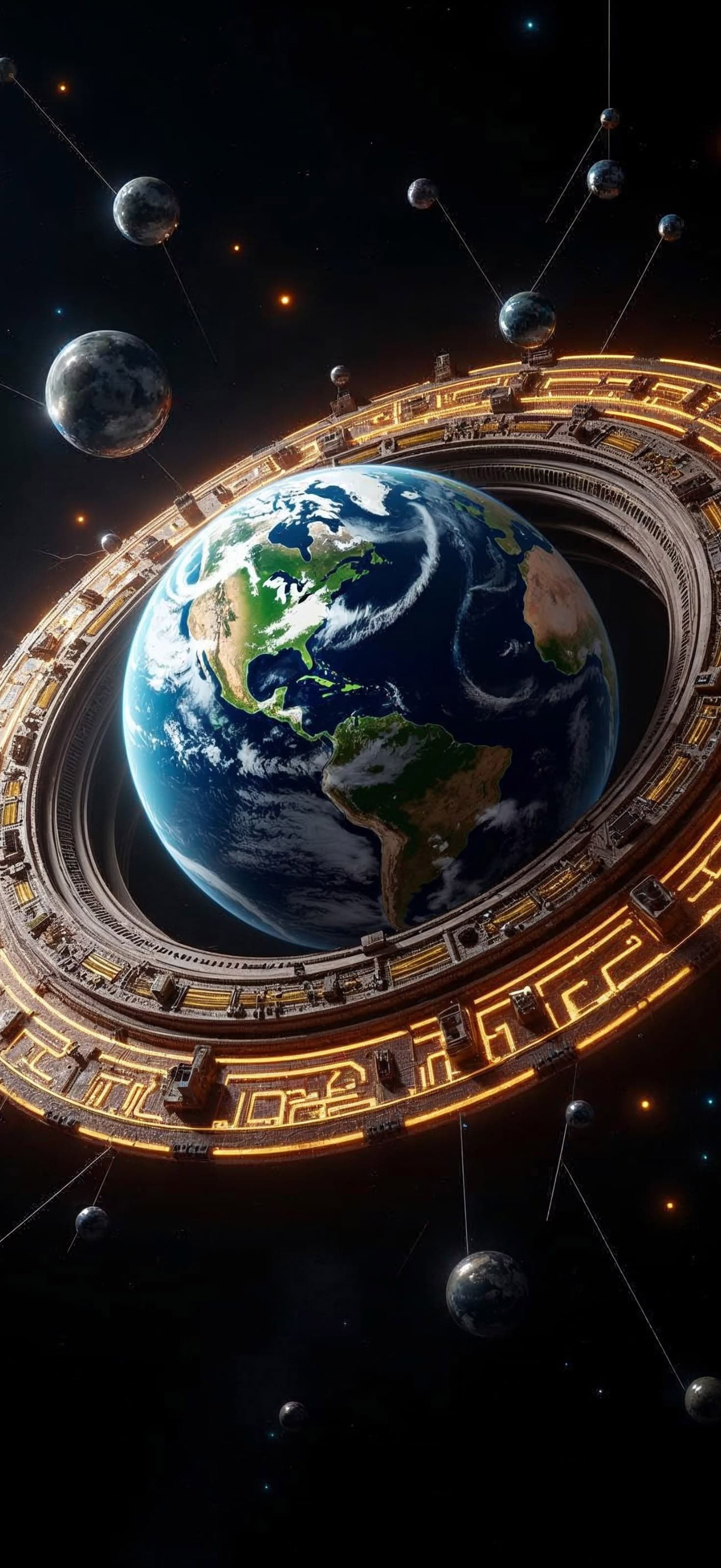 Golden Earth System - Pro phone wallpaper