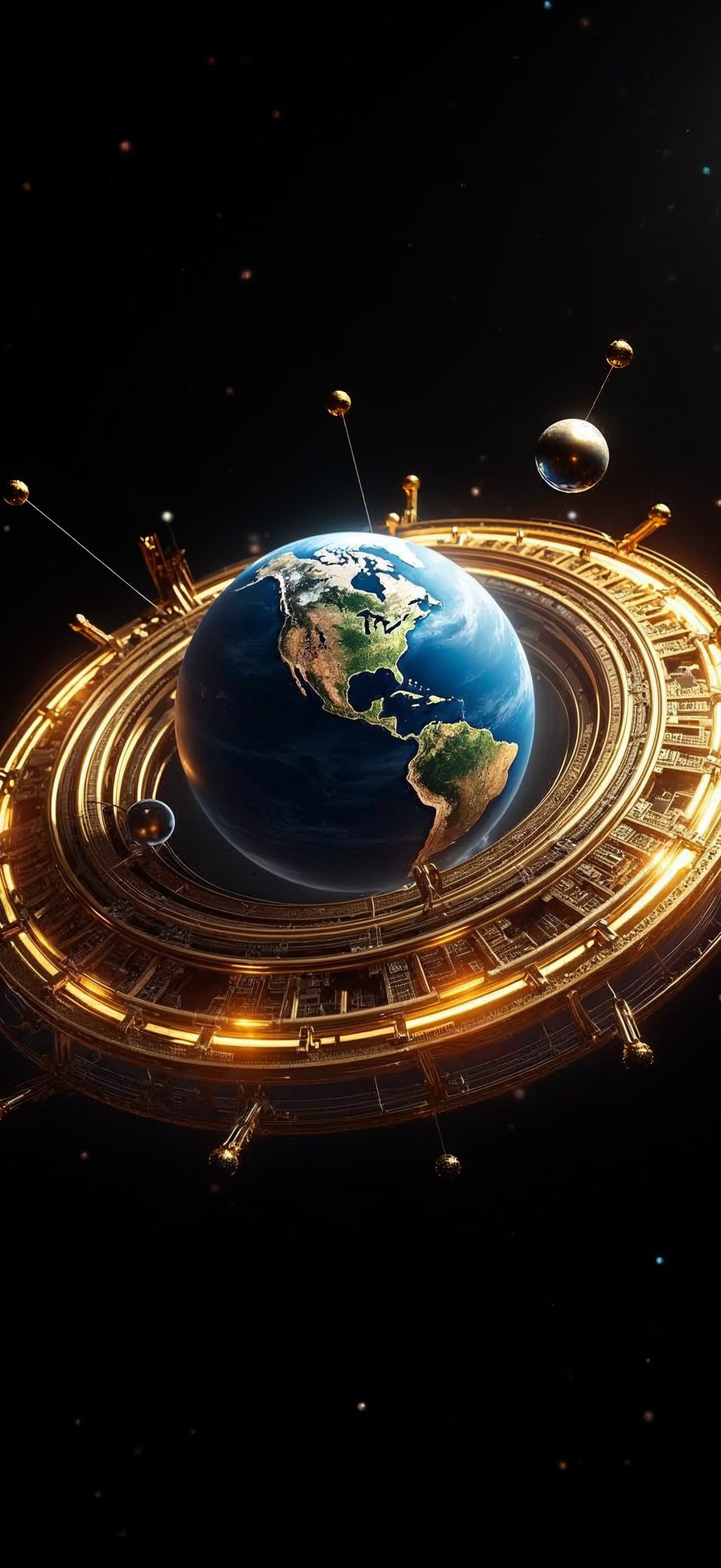 Ornate Earth Orbit - Pro phone wallpaper