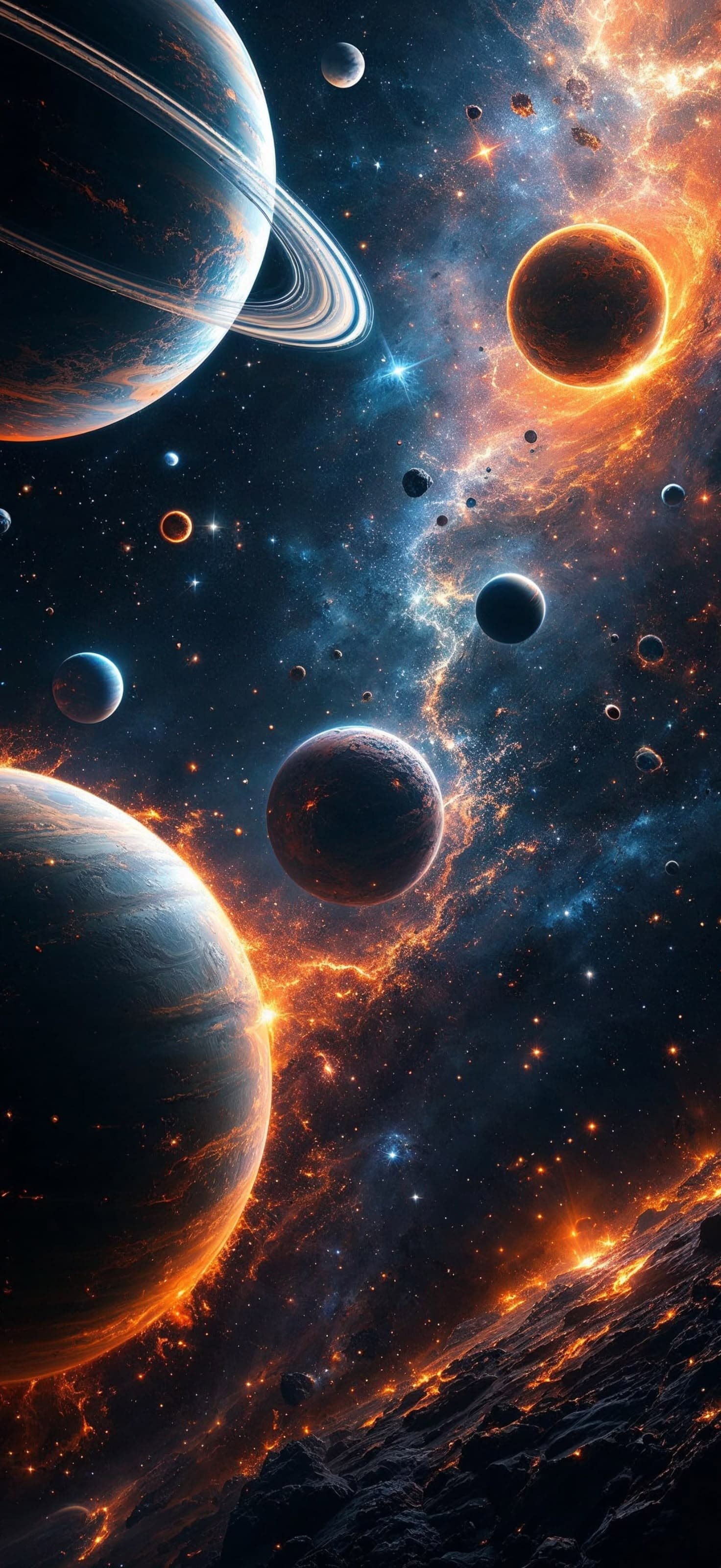 Cosmic Planetary Rings - Pro phone wallpaper