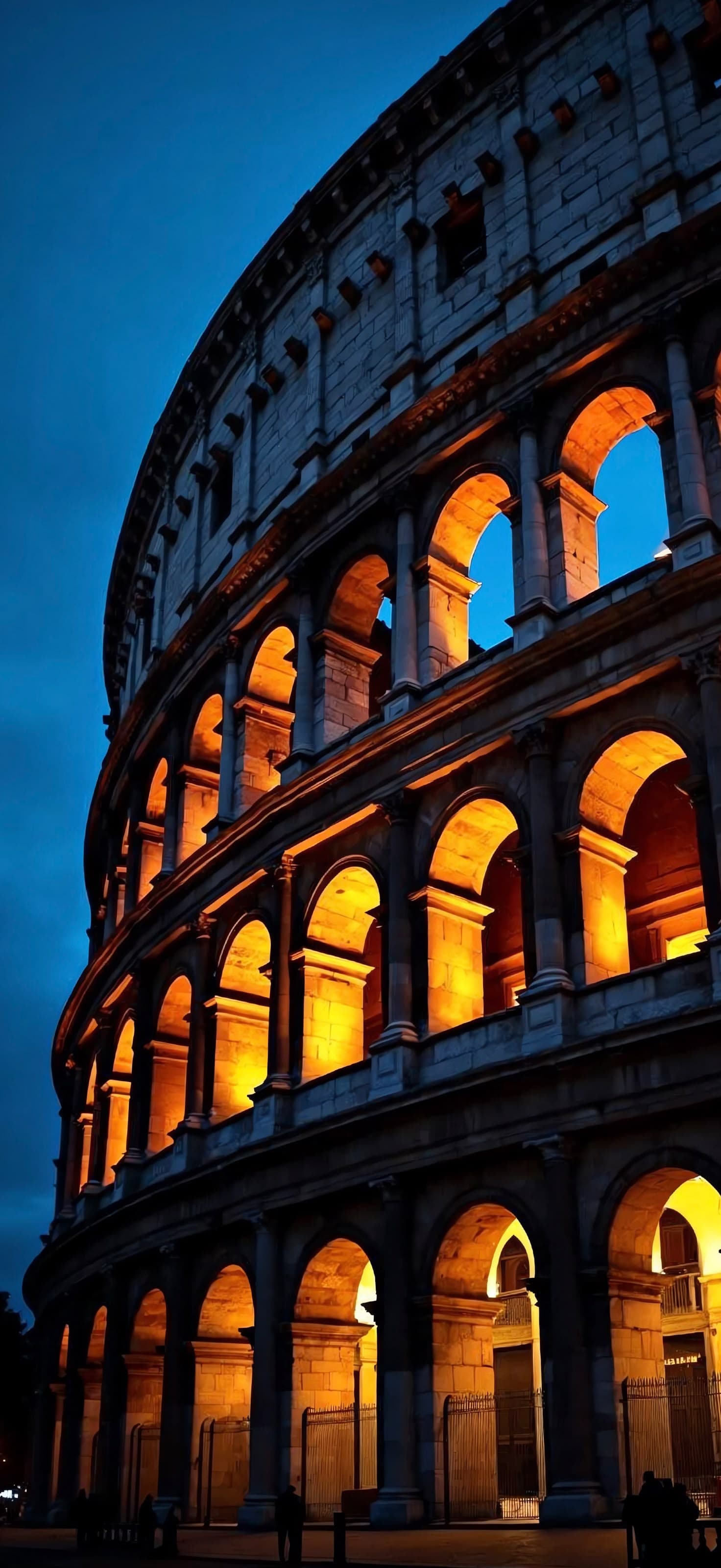 Illuminated Colosseum Arches - Pro phone wallpaper