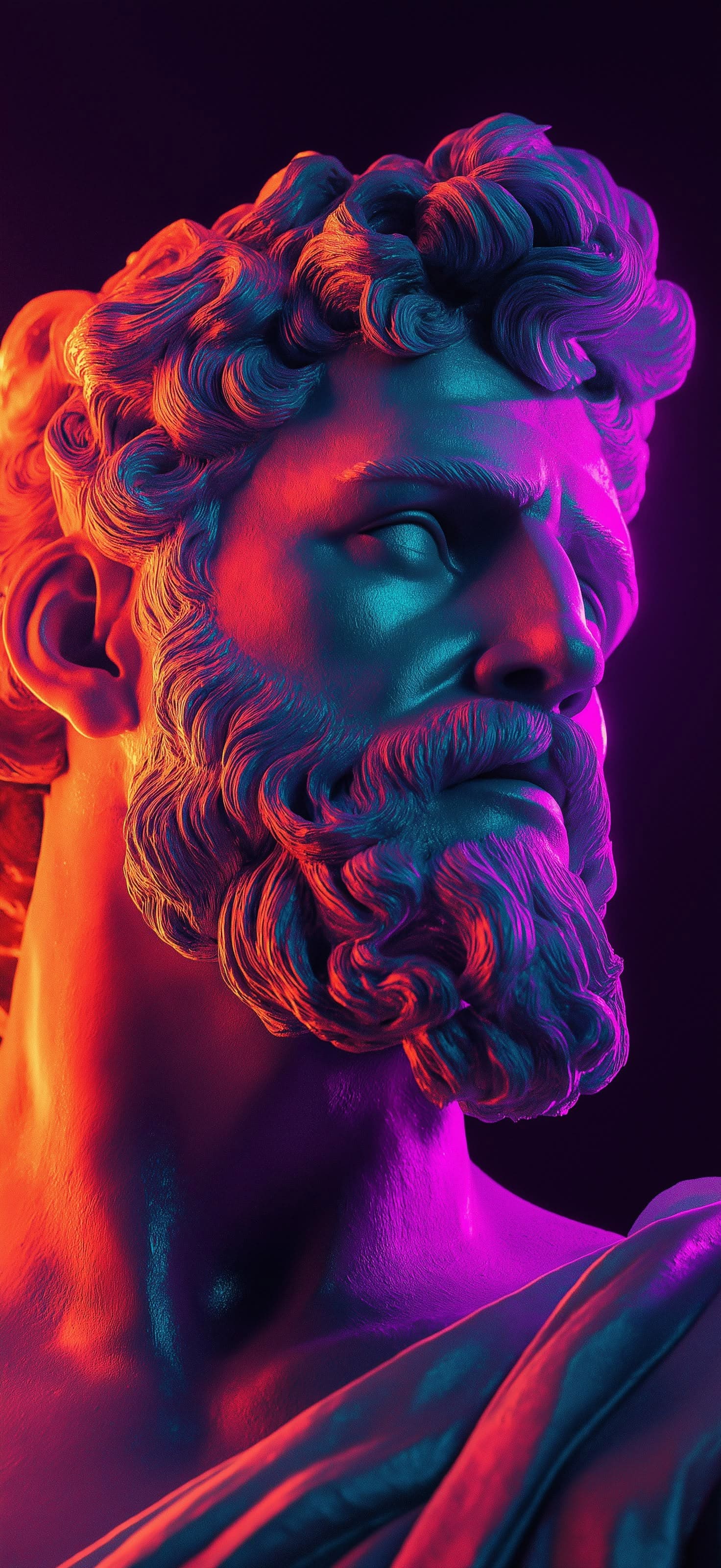 Neon Zeus Bust - Pro phone wallpaper