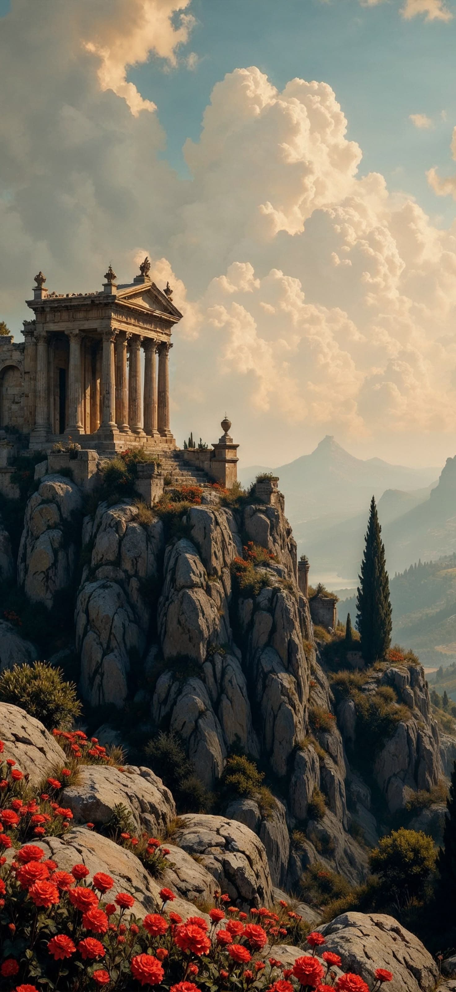 Ancient Cliffside Temple - Pro phone wallpaper
