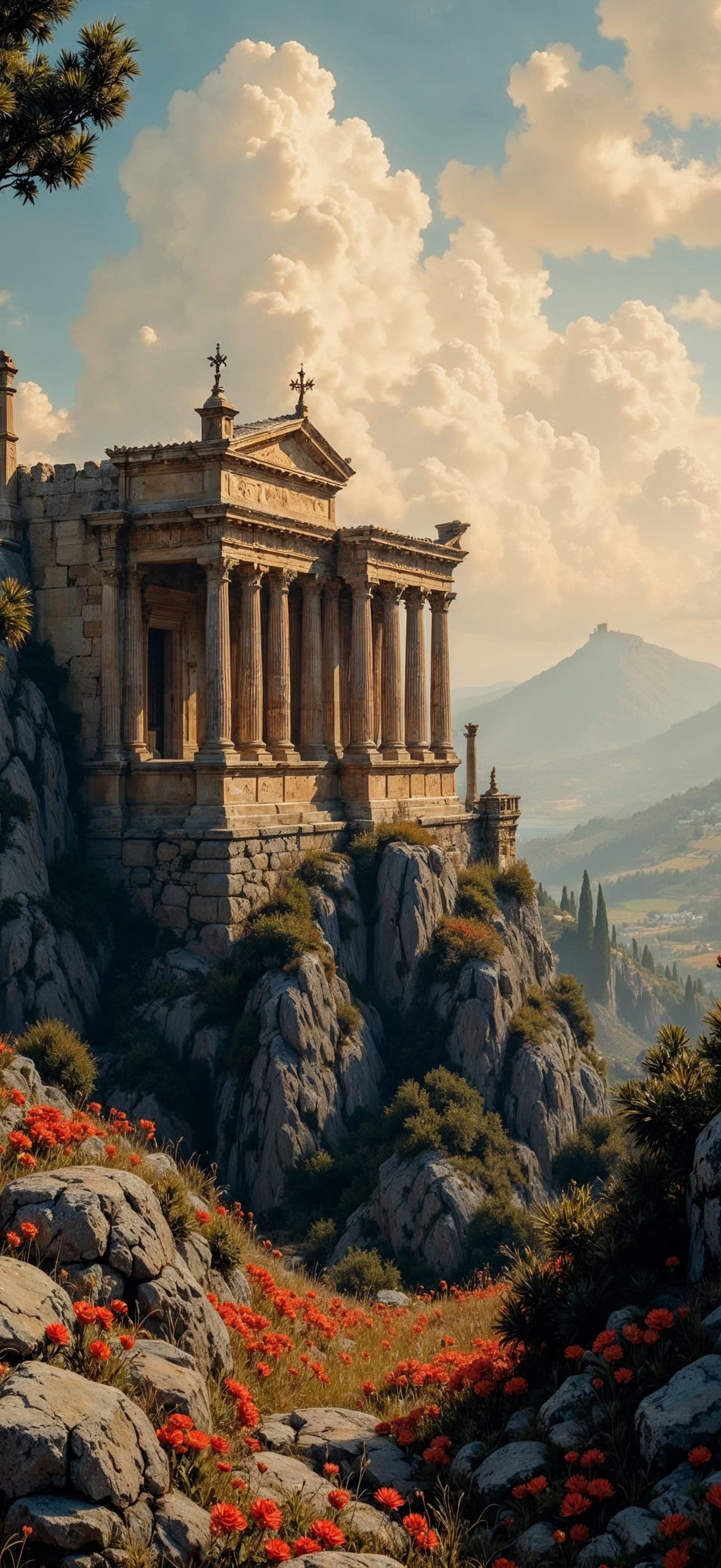 Cliffside Ancient Ruins - Pro phone wallpaper