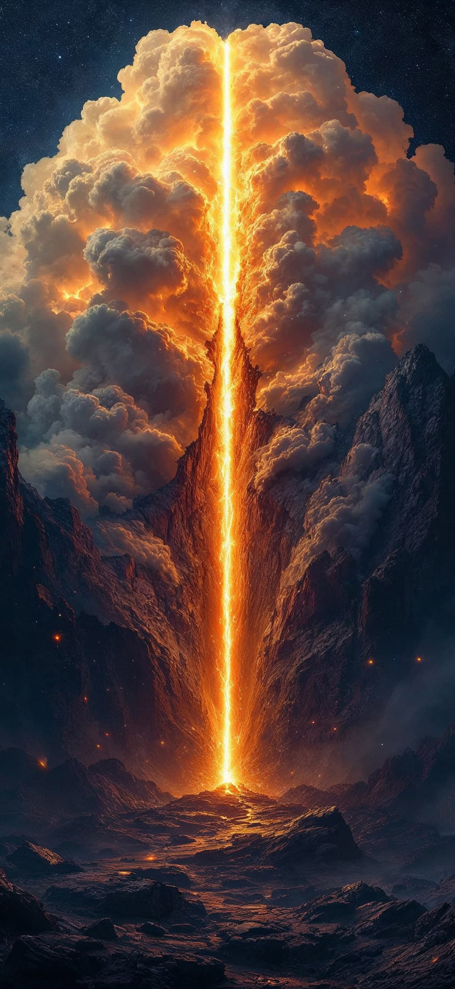 Volcanic Sky Beam - Pro phone wallpaper