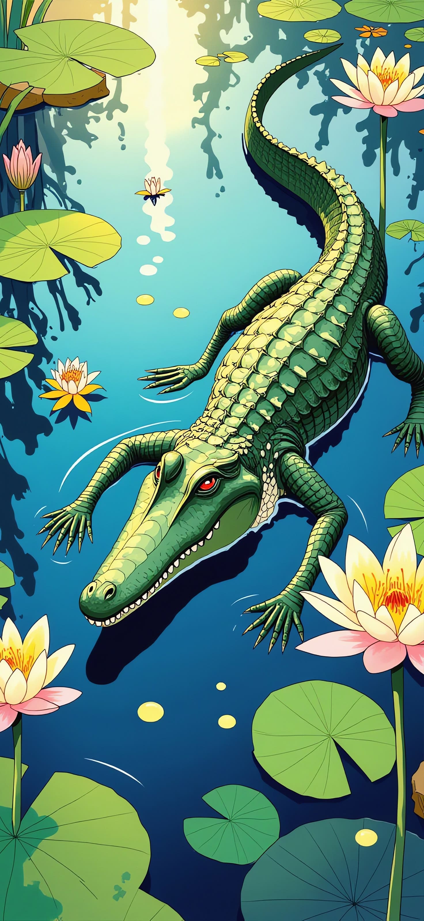 Alligator Lily Pond - Pro phone wallpaper