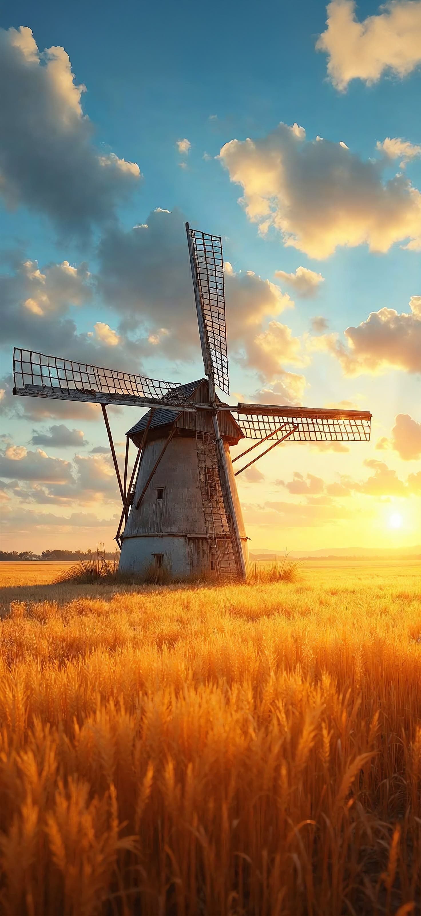 Windmill Sunset - Pro phone wallpaper