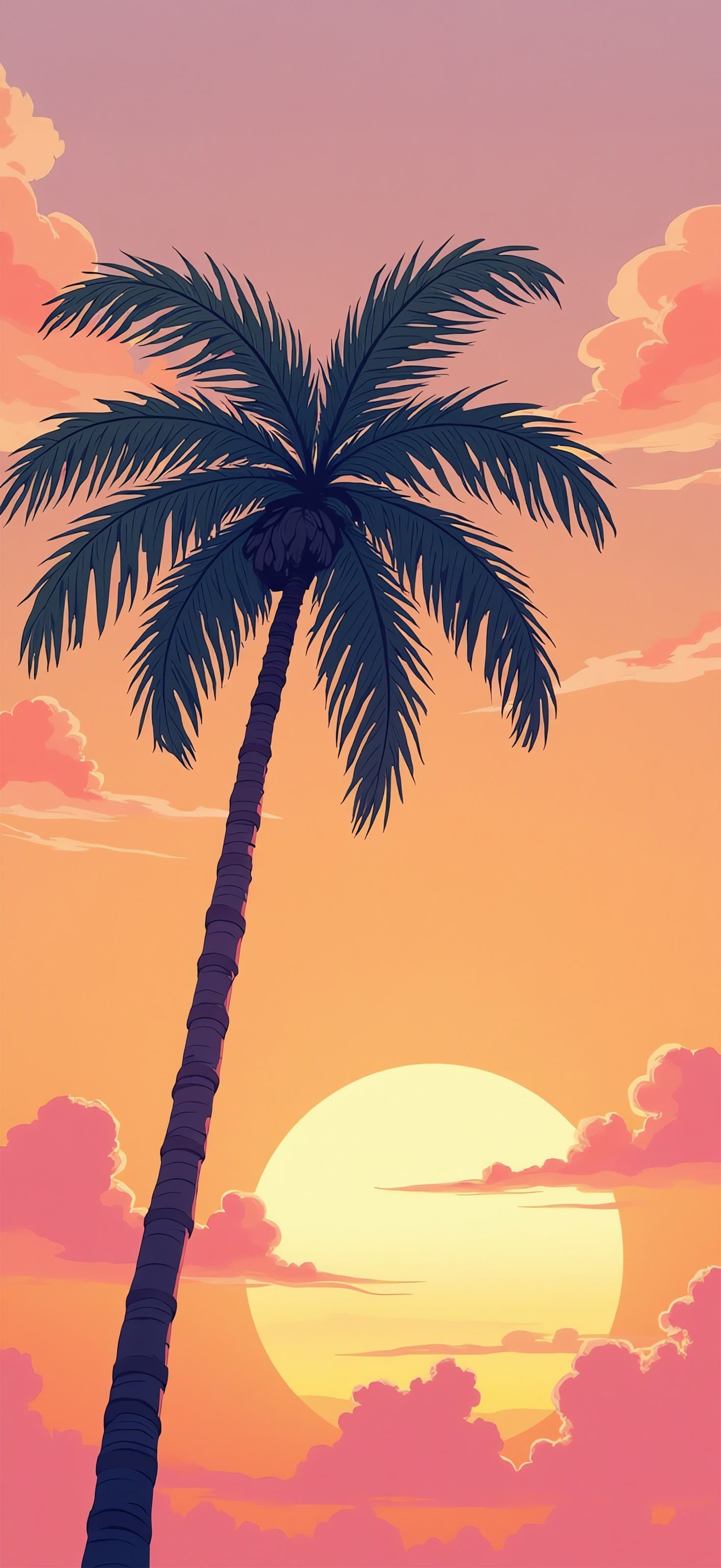 Tropical Sunset Palm - Pro phone wallpaper