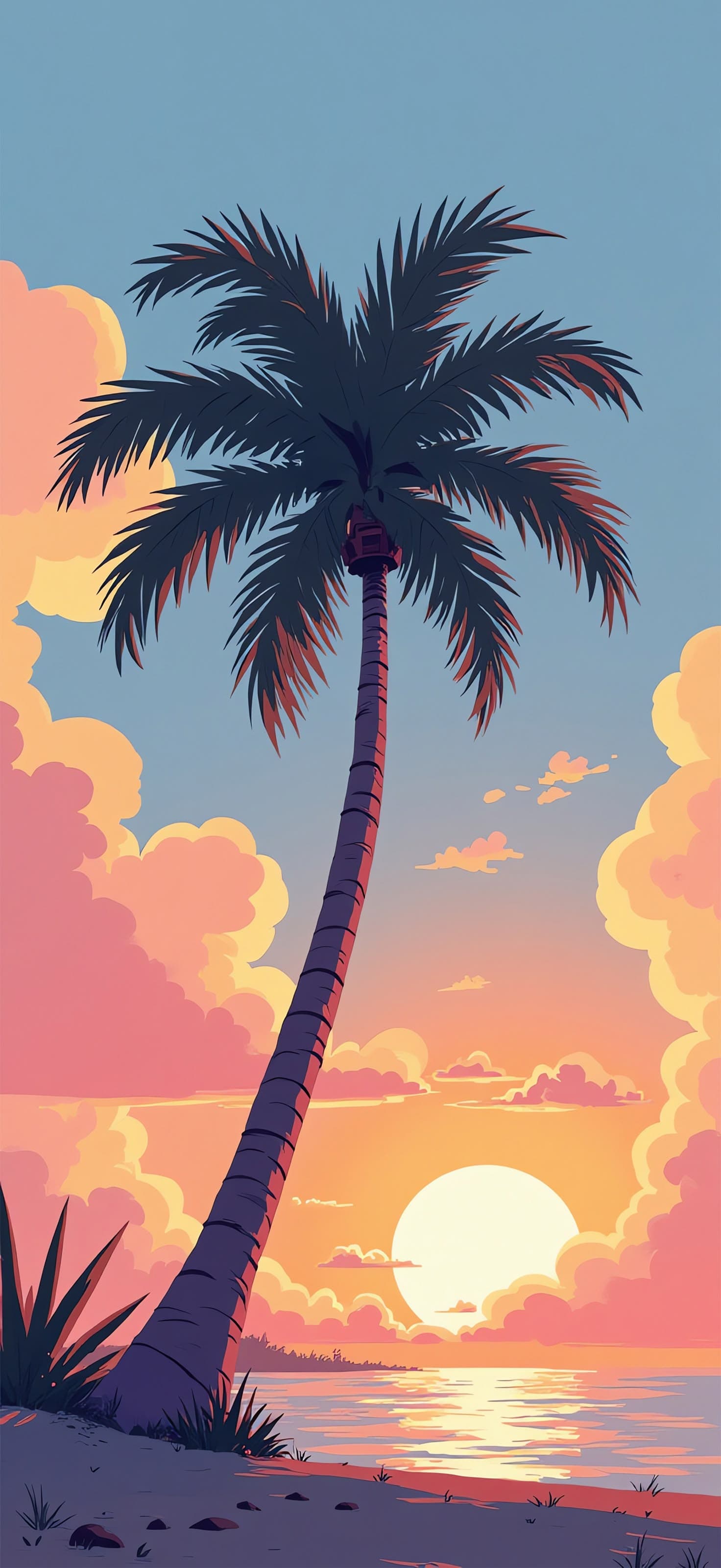 Palm Sunset - Pro phone wallpaper