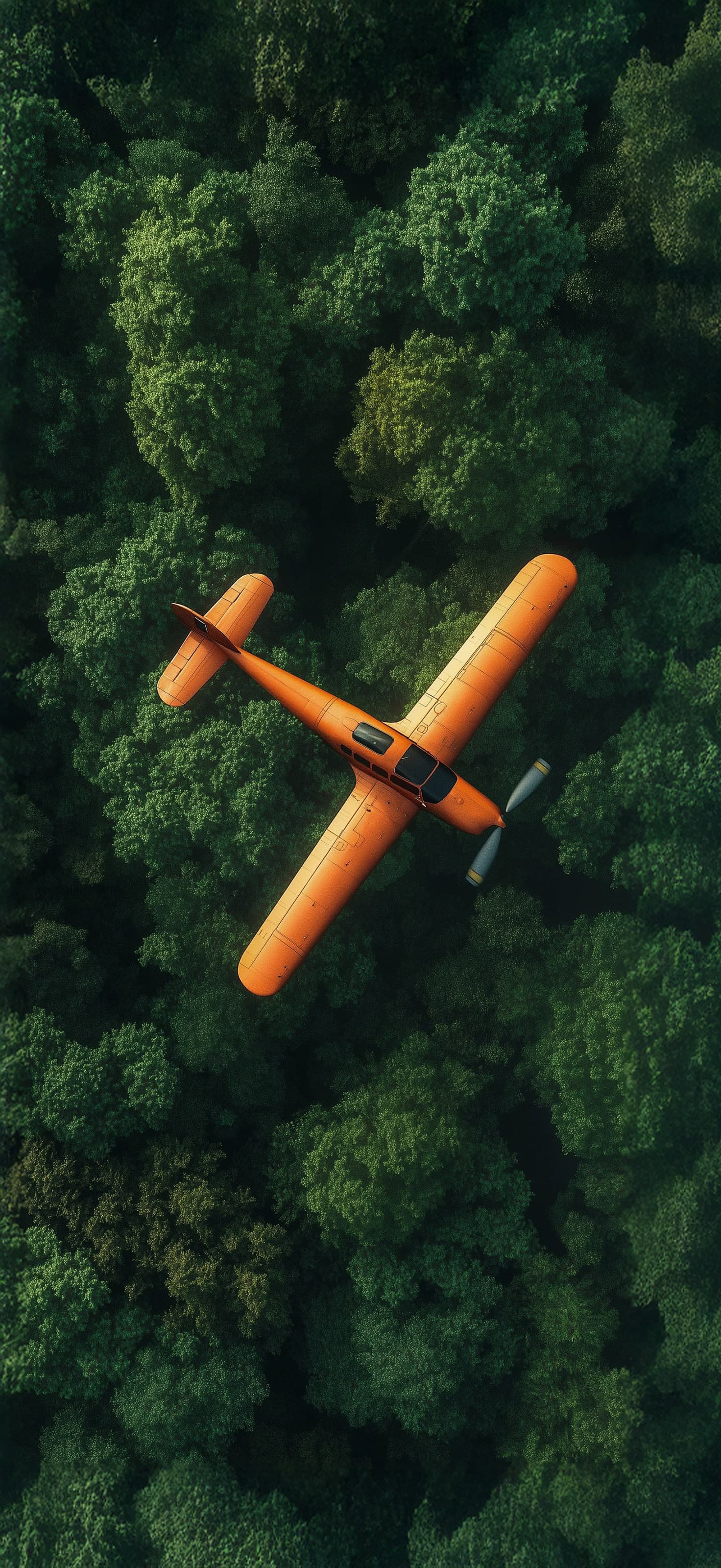 Orange Plane Forest - Pro phone wallpaper
