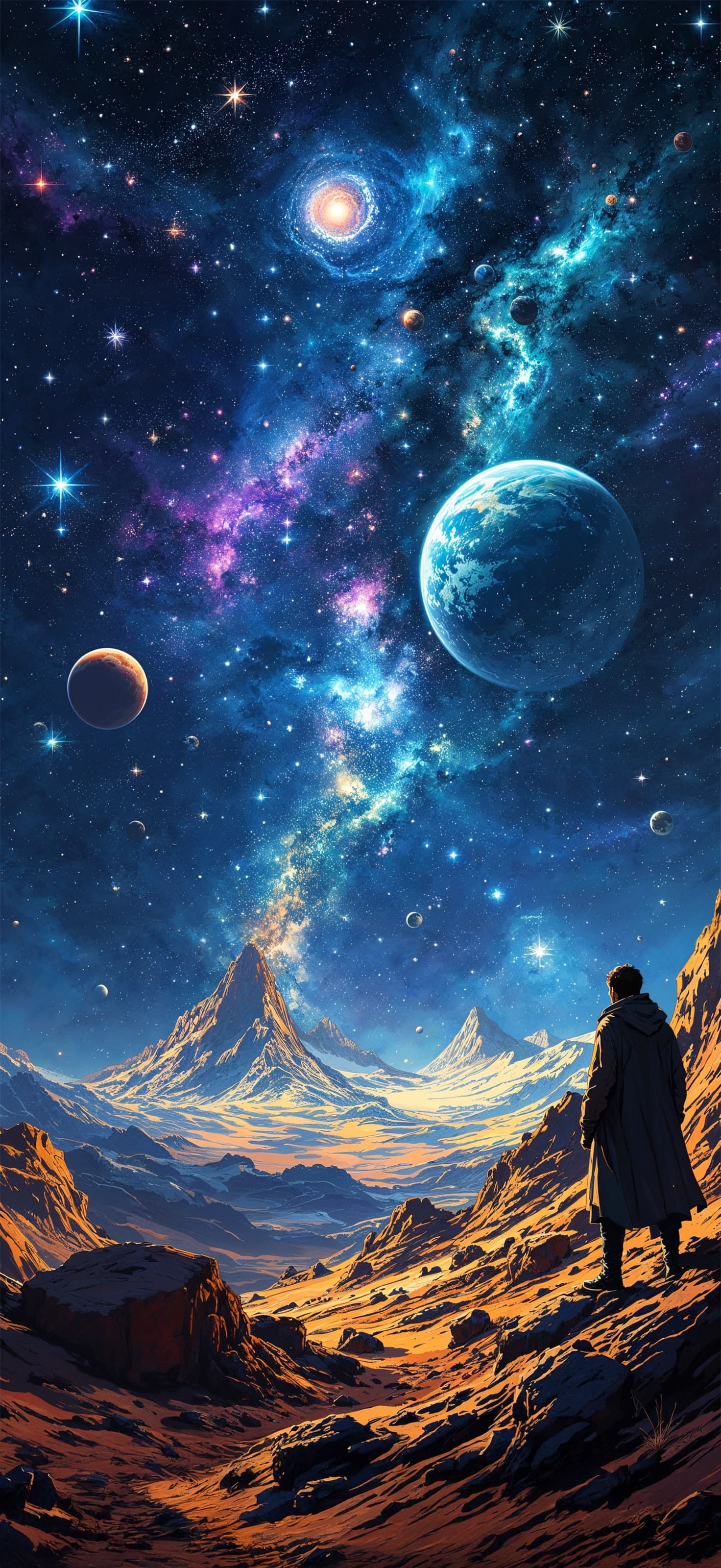 Cosmic Mountain View - Pro phone wallpaper