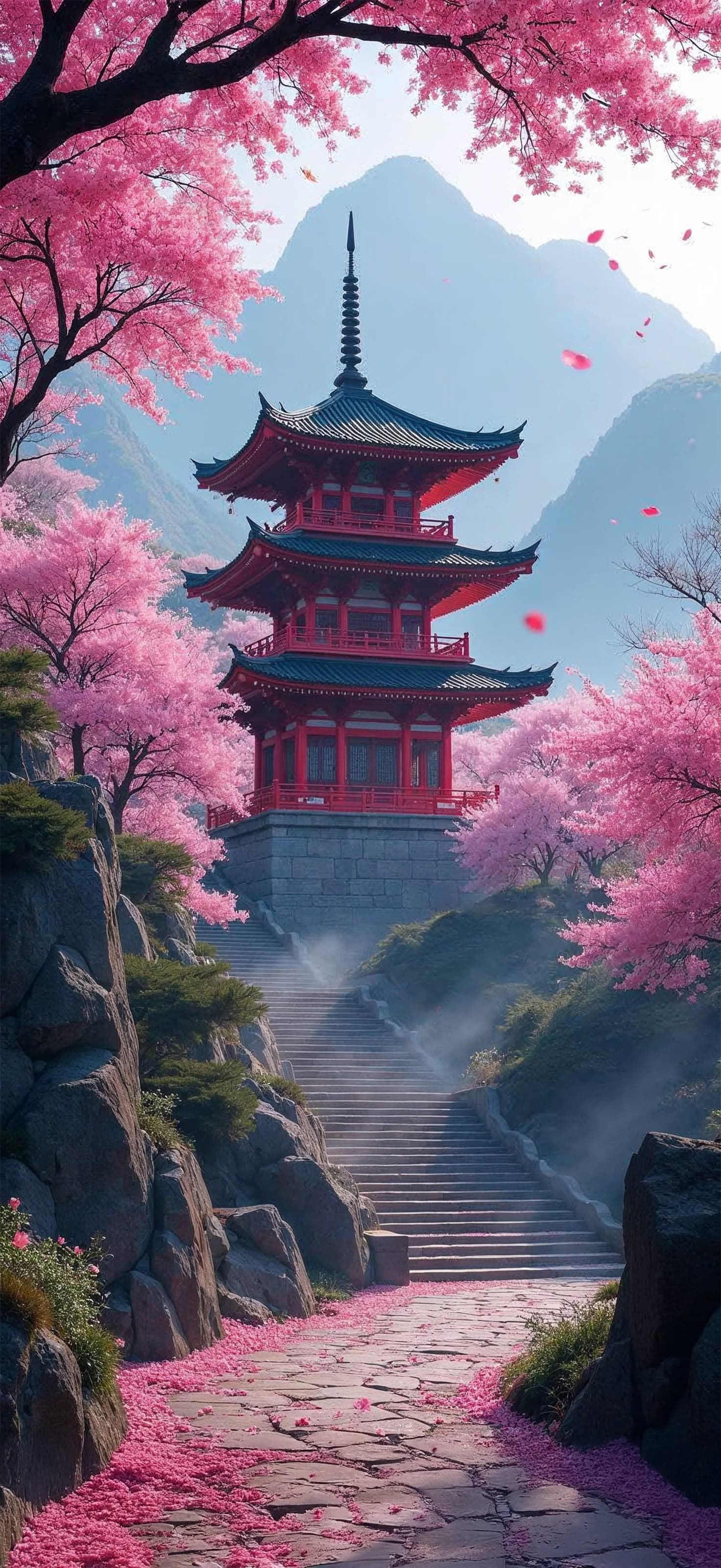 Japanese Temple Vista - Pro phone wallpaper