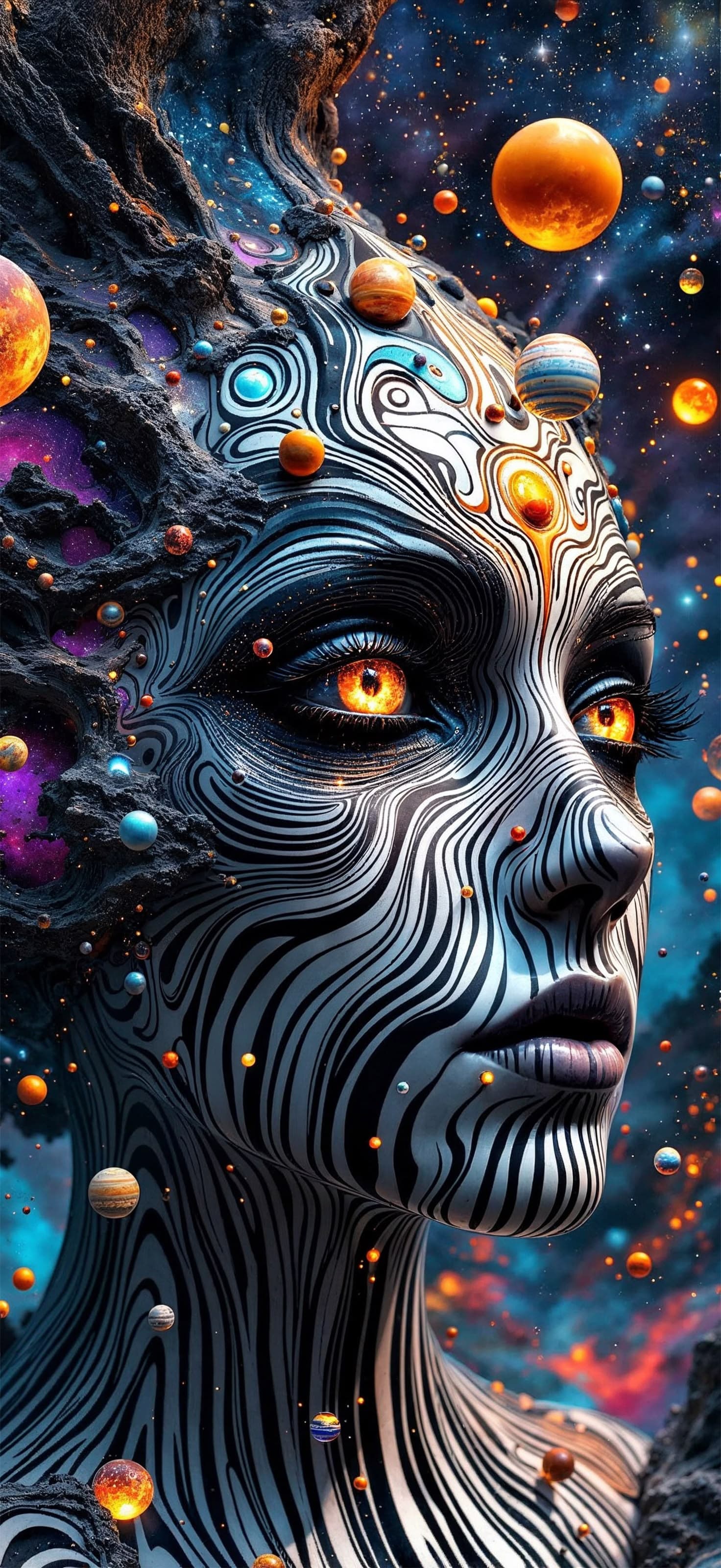 Cosmic Woman Portrait - Pro phone wallpaper