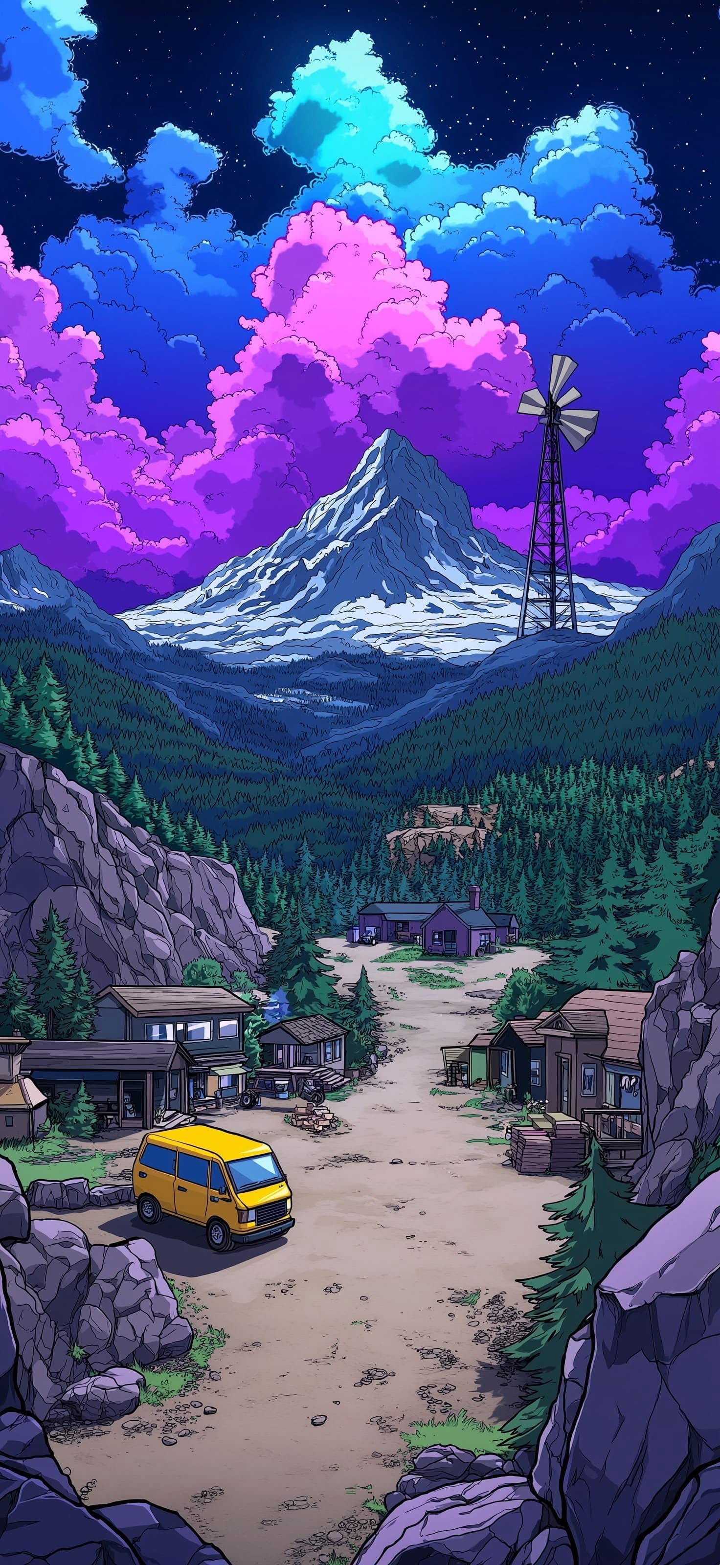 Cartoon Valley Vista - Pro phone wallpaper
