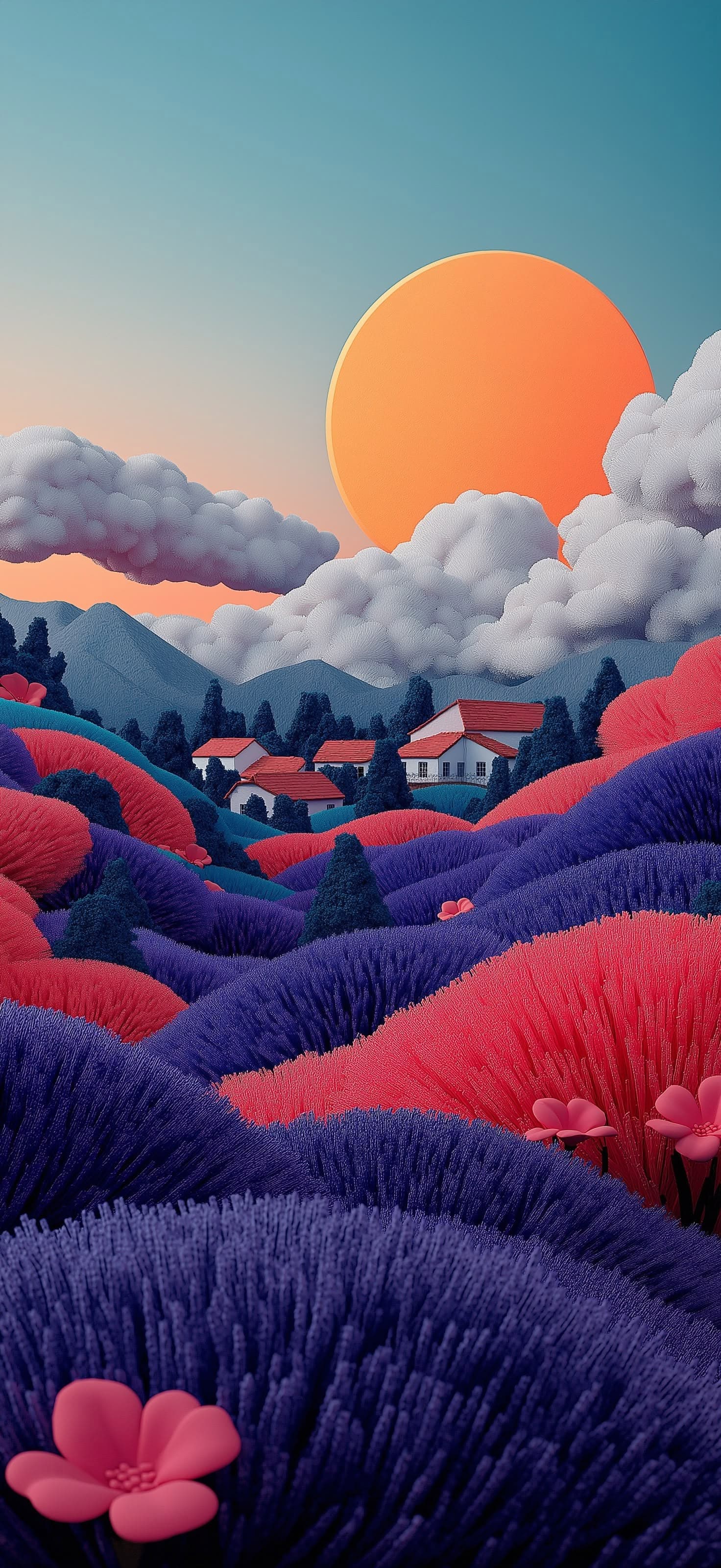 Lavender Field Sunset - Pro phone wallpaper