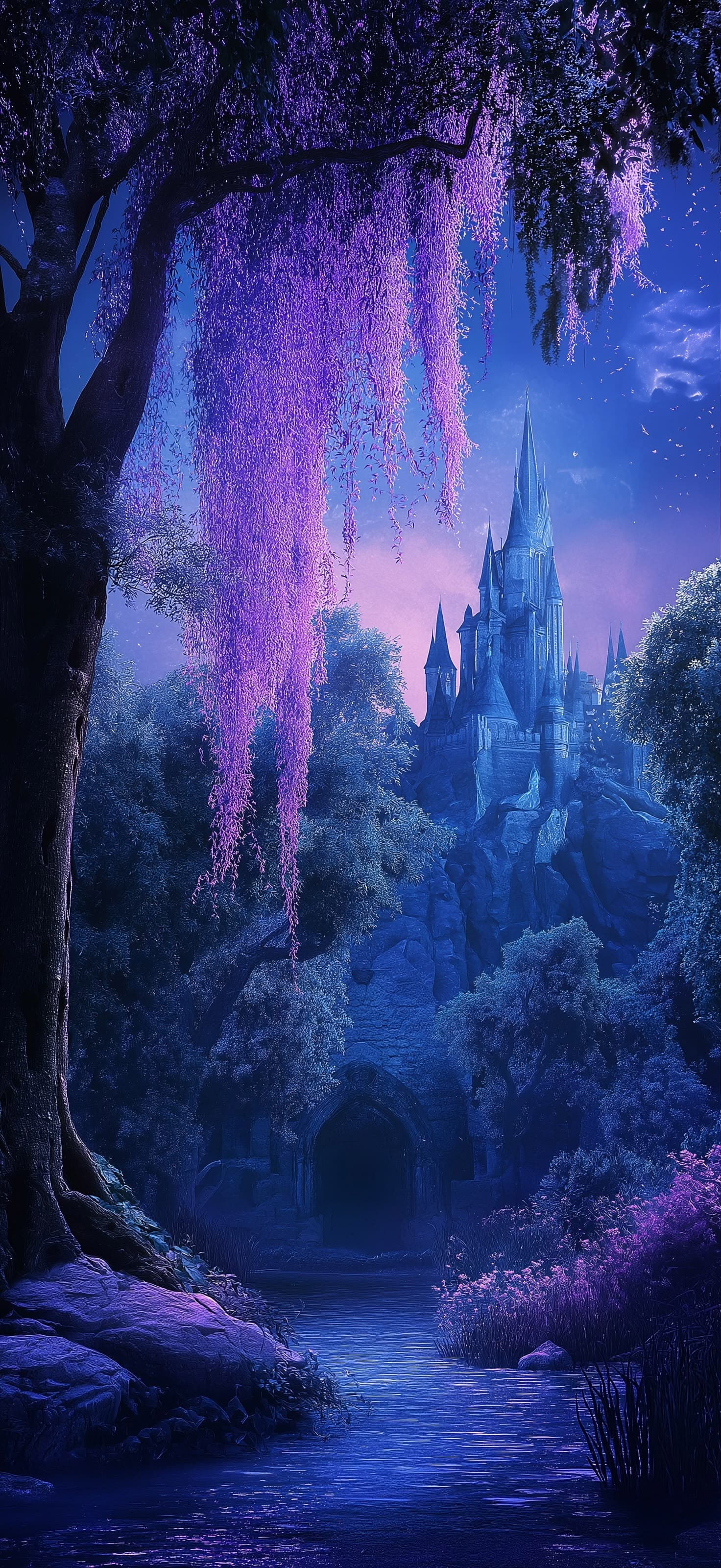 Mystical Castle Night - Pro phone wallpaper