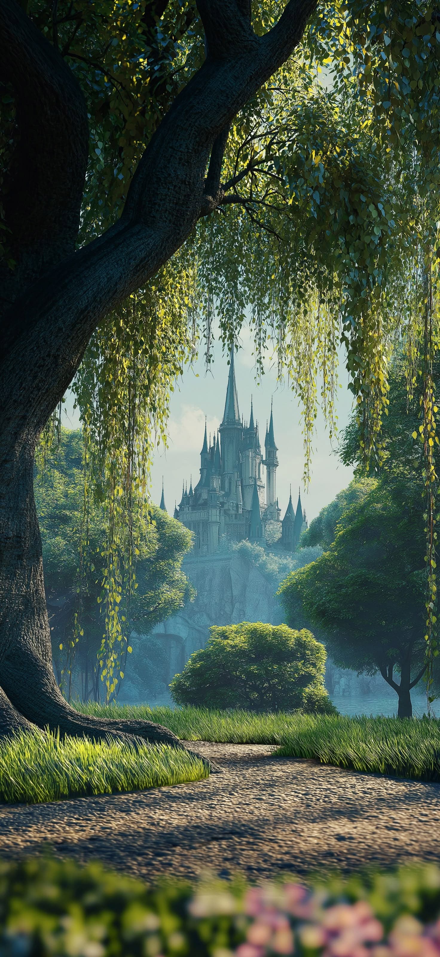 Verdant Castle View - Pro phone wallpaper