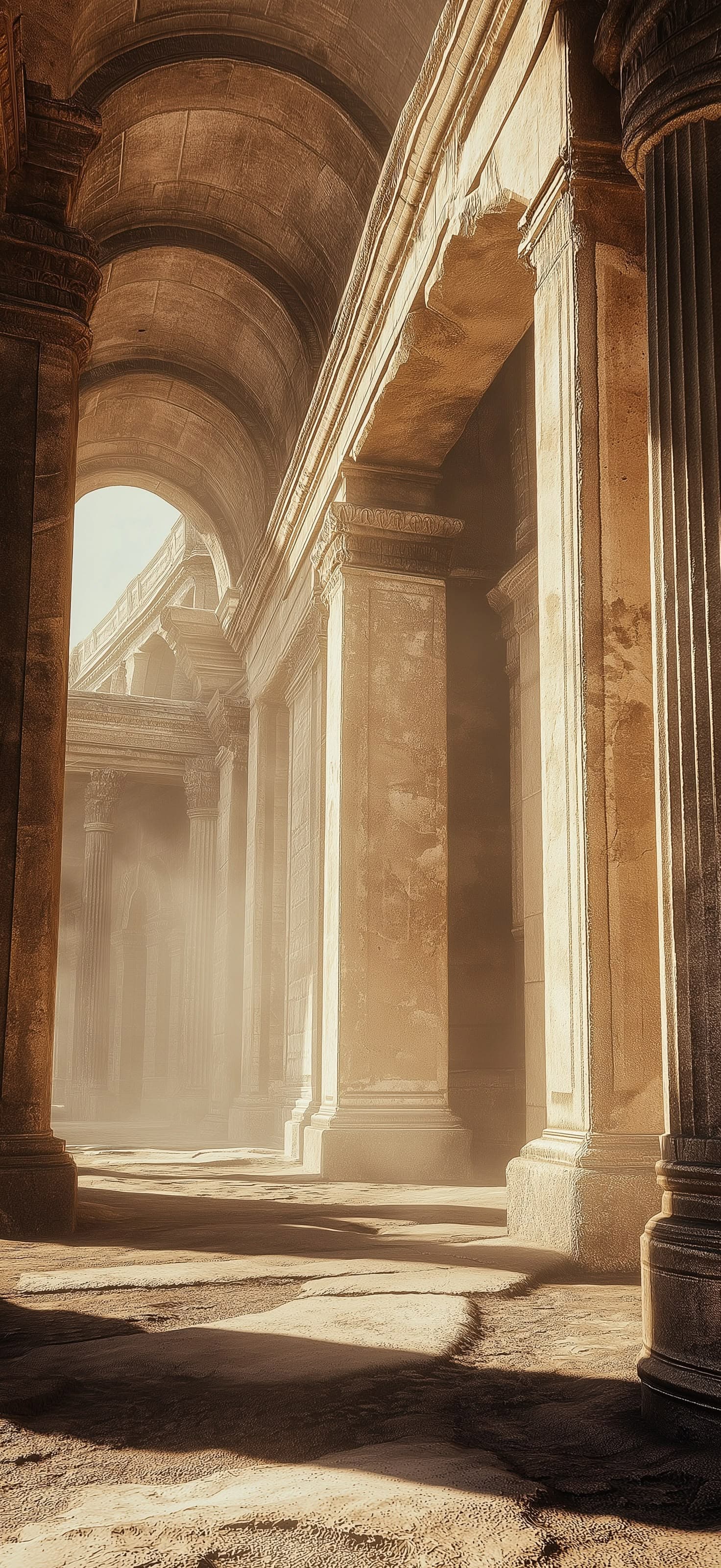 Ancient Archway Corridor - Pro phone wallpaper