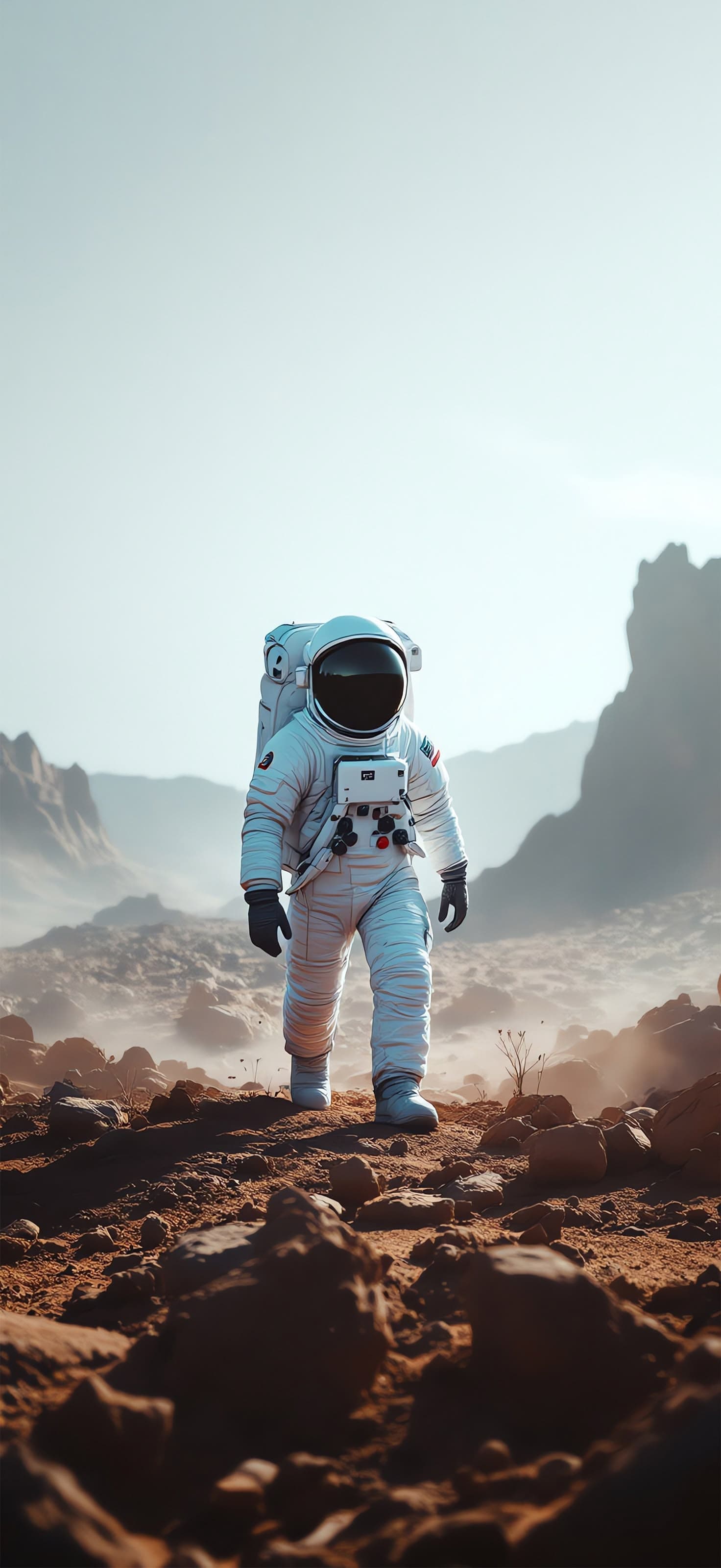 Astronaut on Mars - Pro phone wallpaper