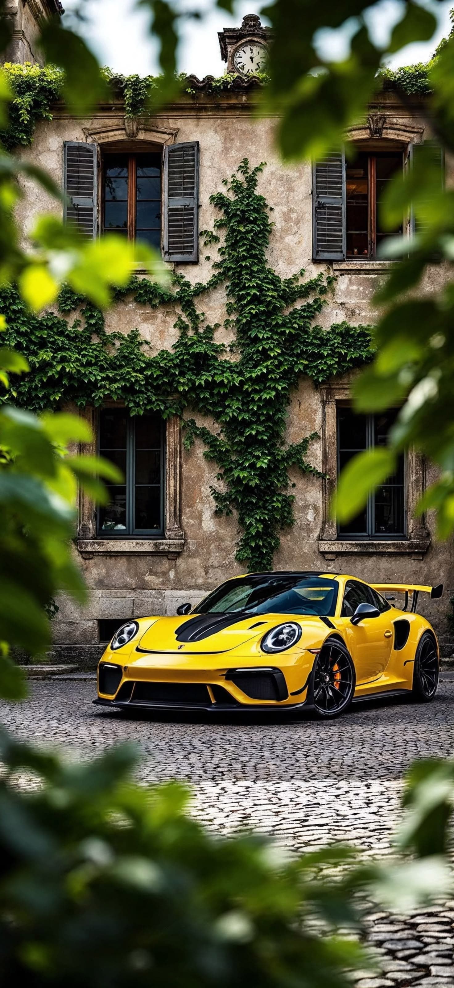 Yellow Porsche 2 - Pro phone wallpaper