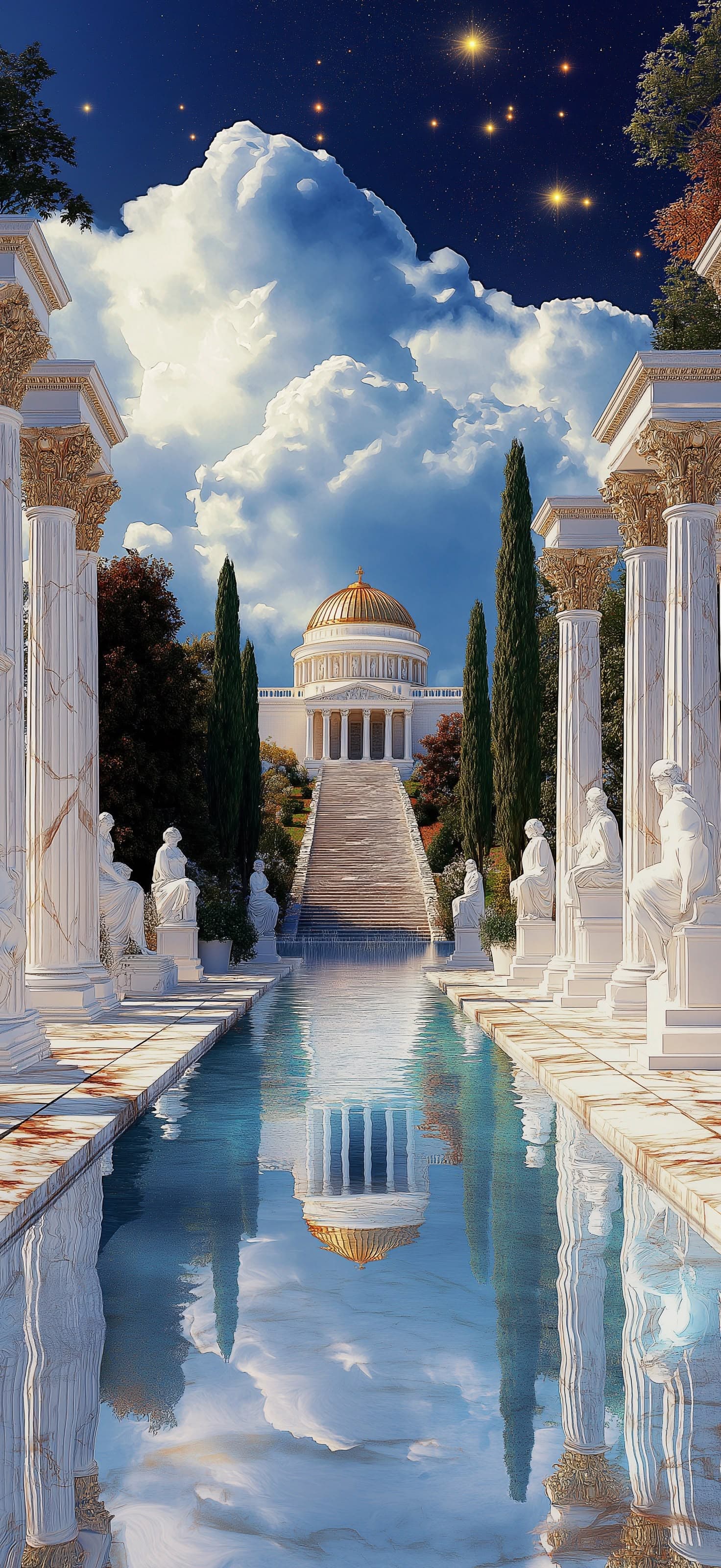 Reflected Temple - Pro phone wallpaper