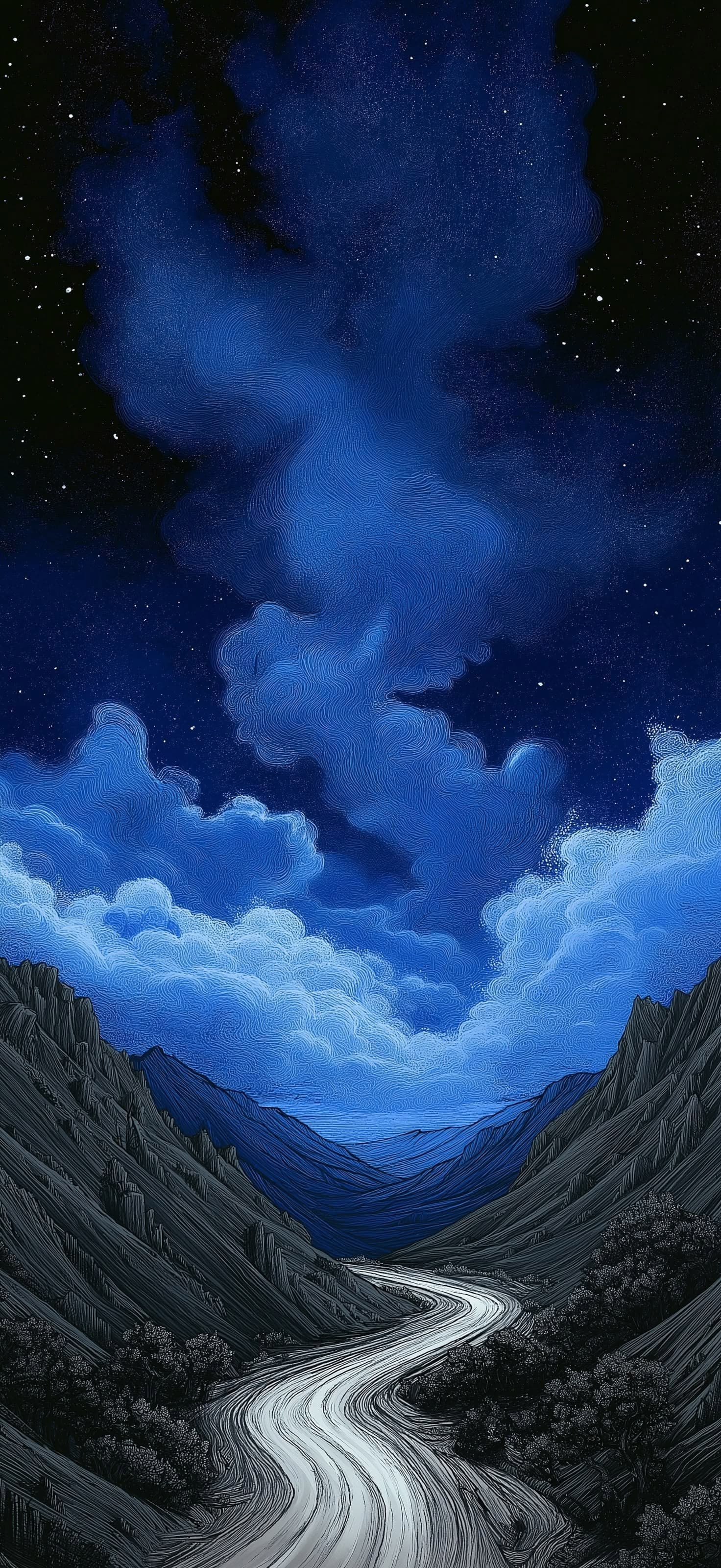 Mountain Road Night - Pro phone wallpaper