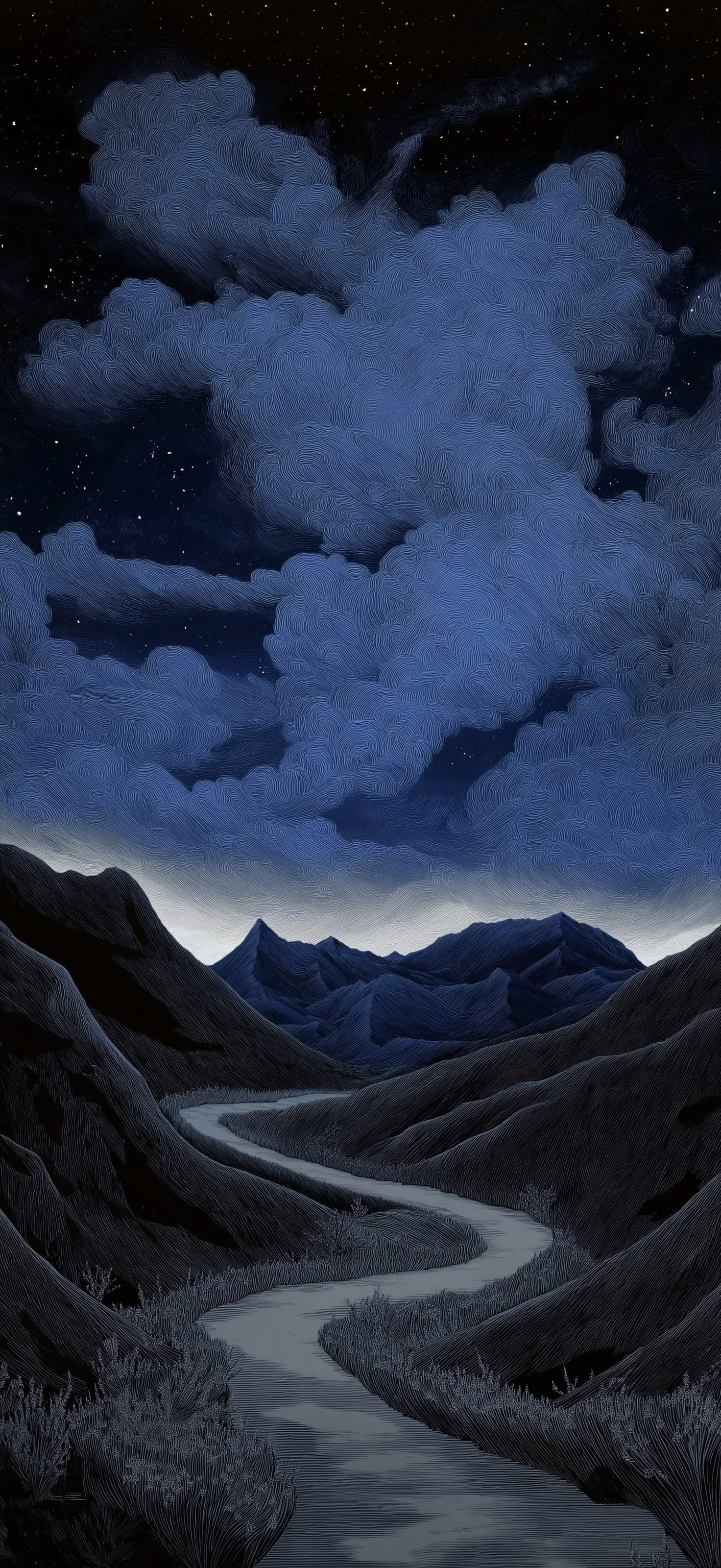 Cloudy Mountain Path - Pro phone wallpaper