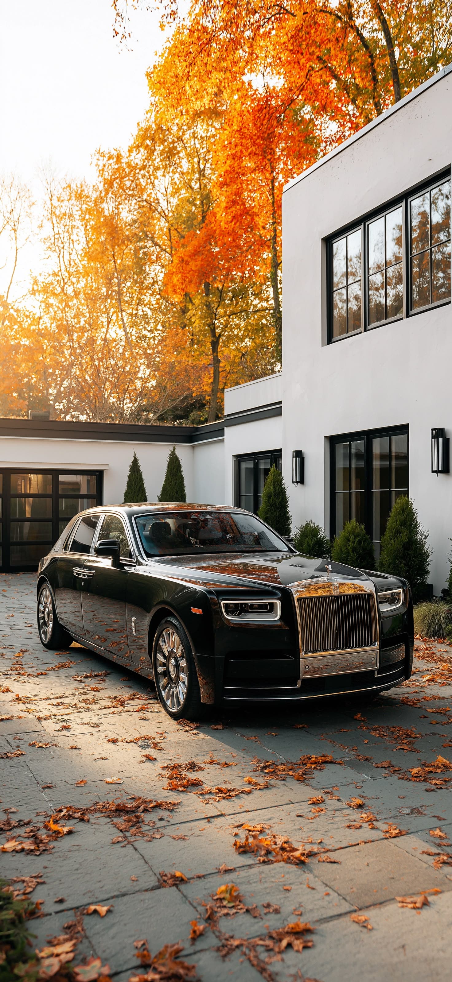 Luxury Car in Fall - Pro phone wallpaper