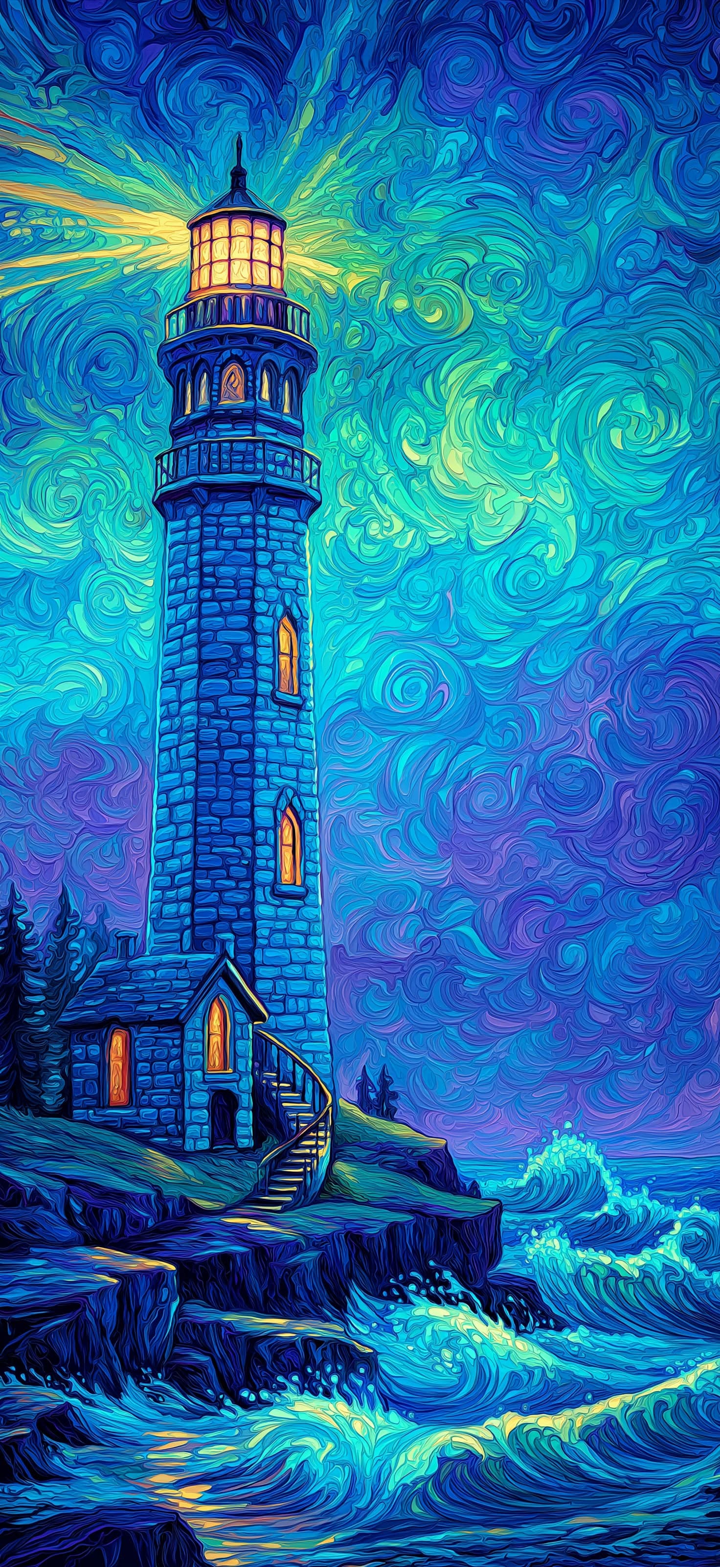 Vibrant Lighthouse - Pro phone wallpaper