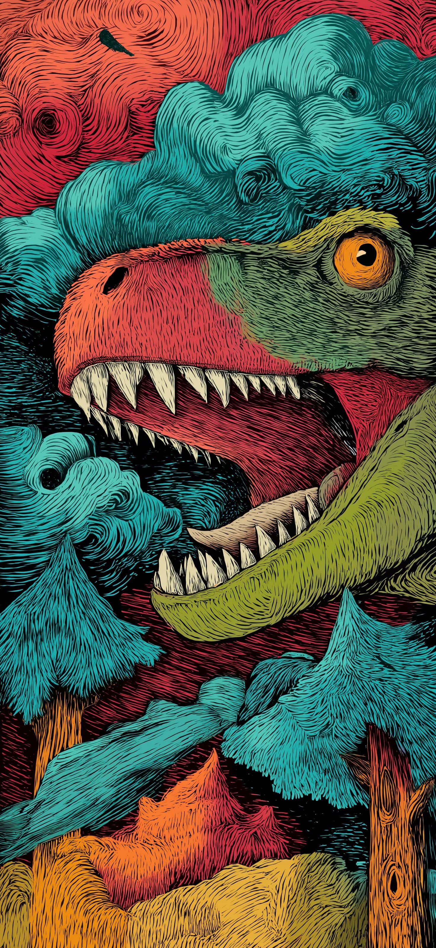 Dinosaur in Clouds 2 - Pro phone wallpaper