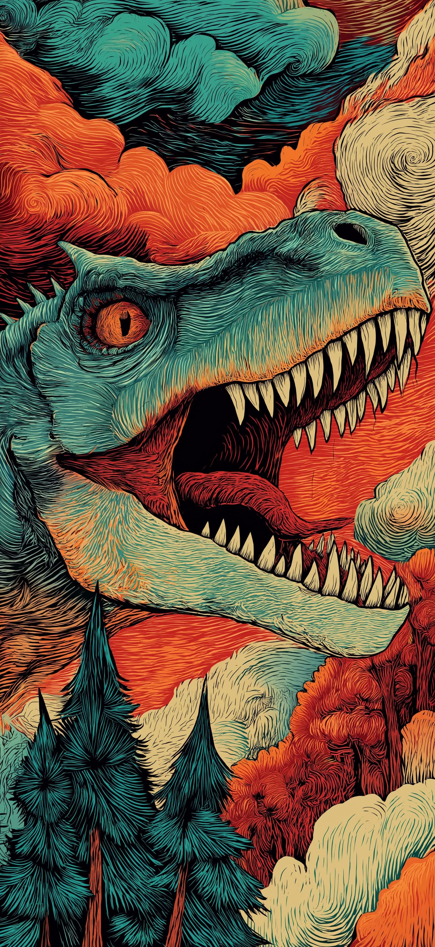 Dinosaur in Clouds - Pro phone wallpaper