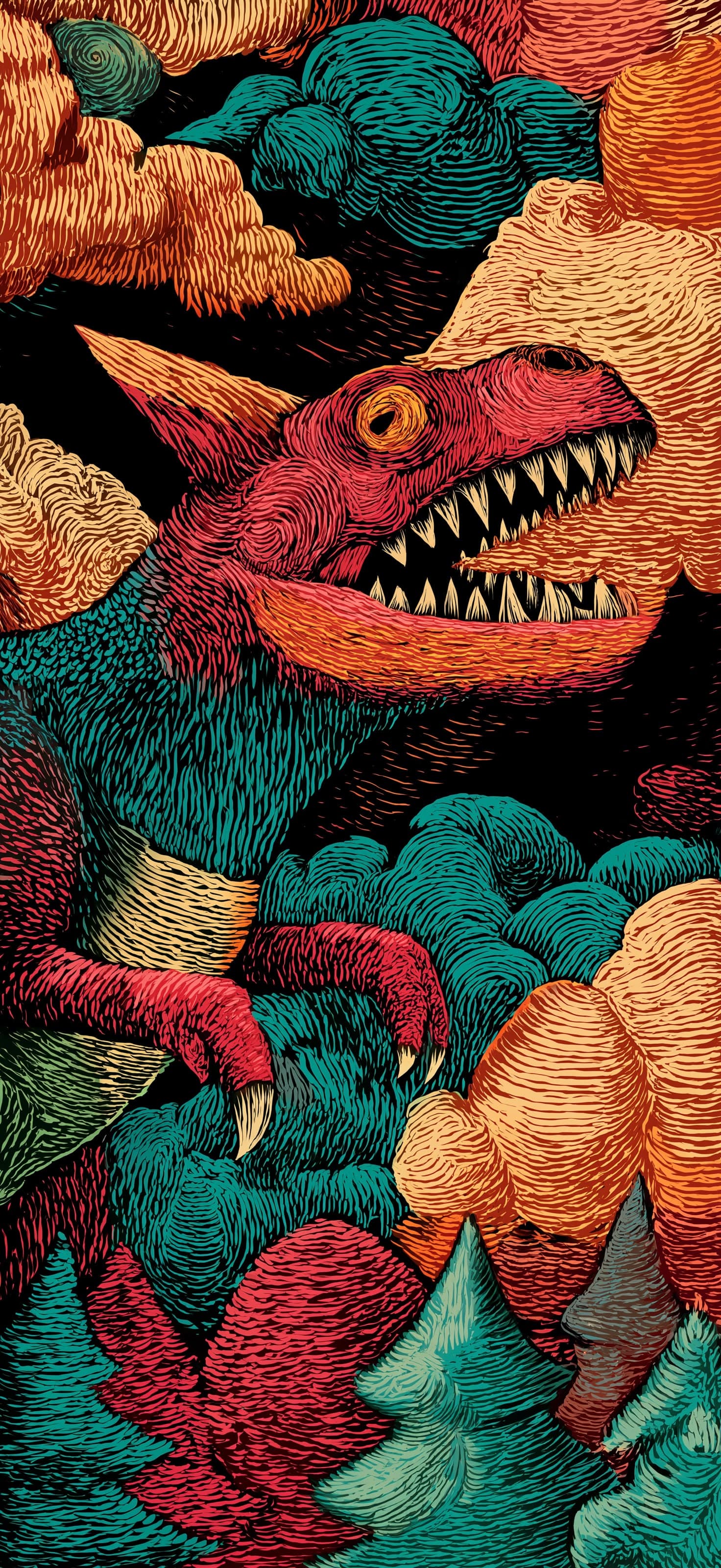 Colorful Dinosaur - free phone wallpaper