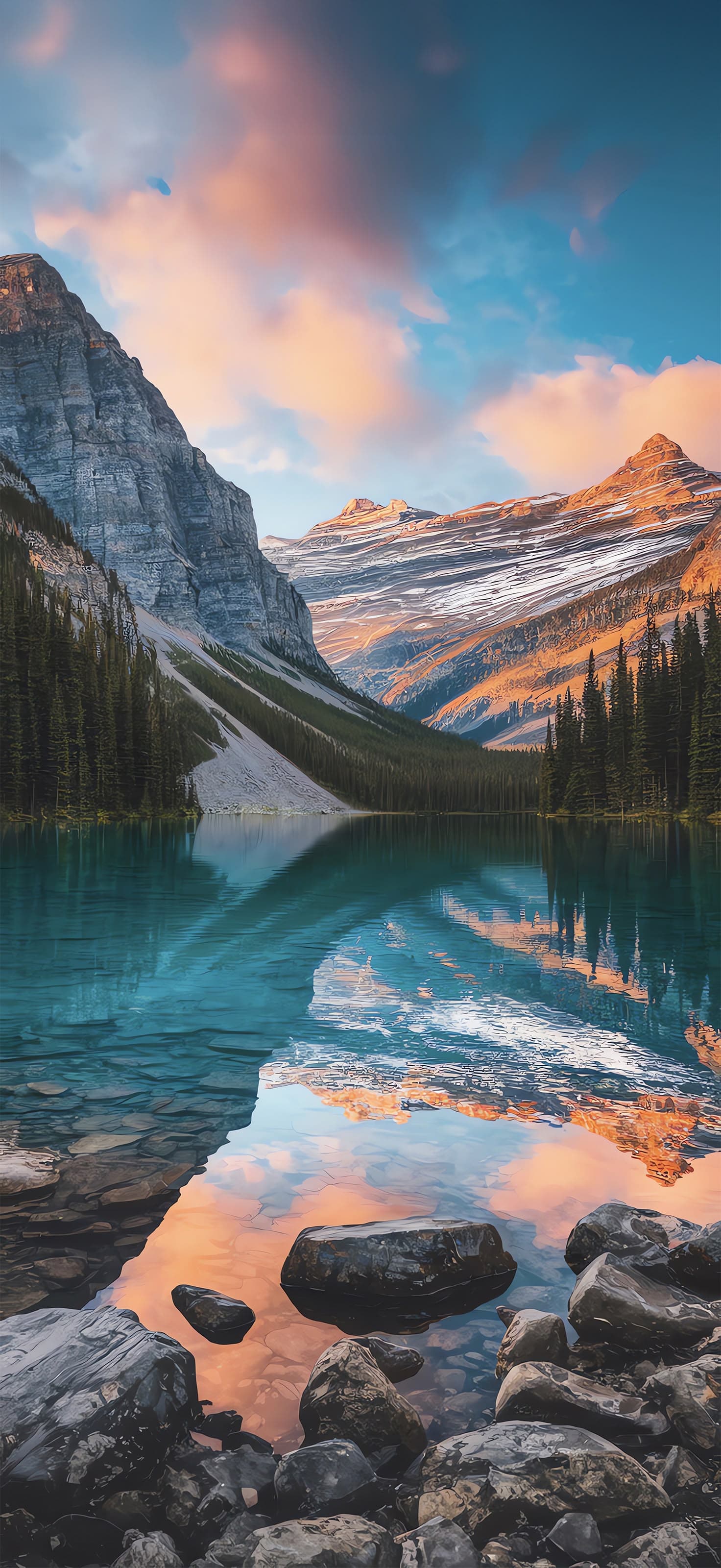 Mountain Lake Reflection - Pro phone wallpaper