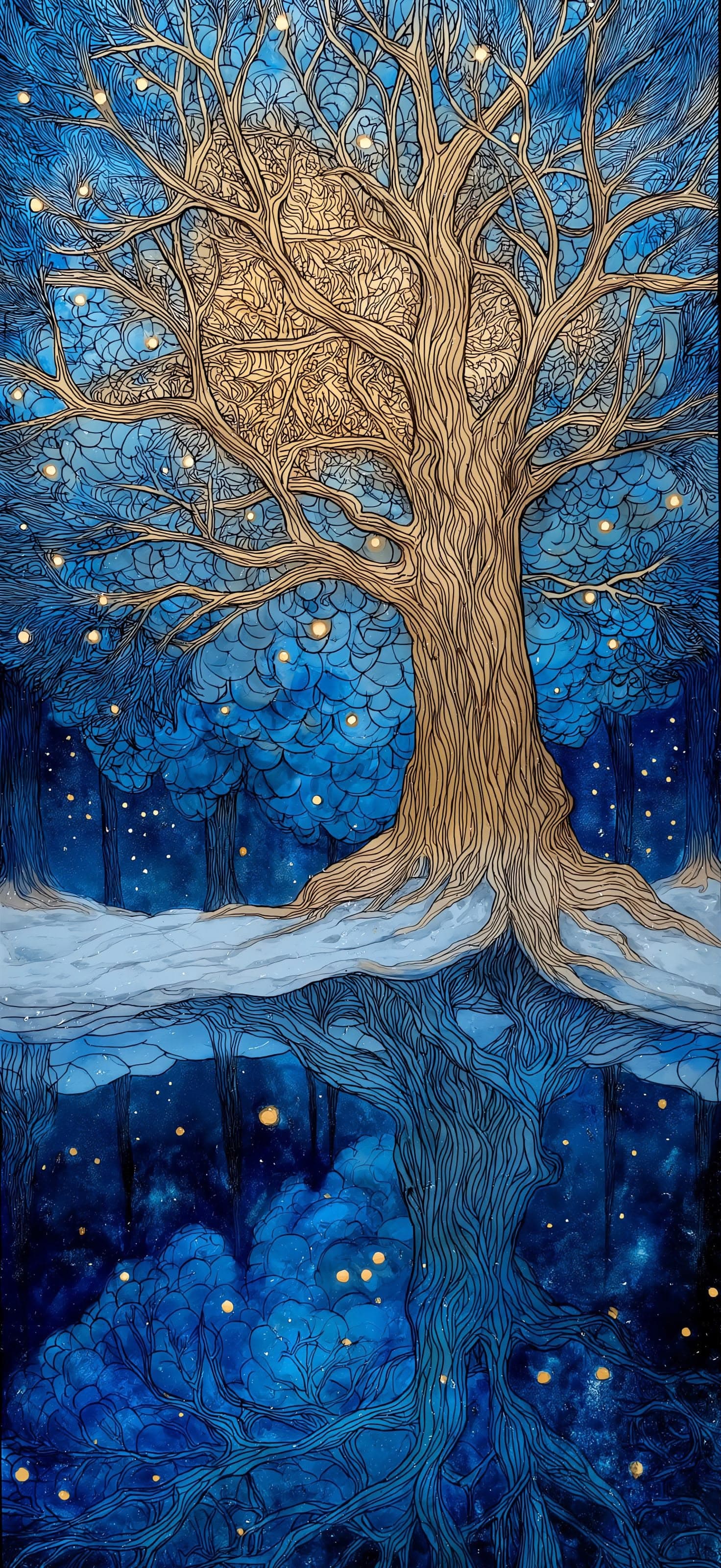 Reflective Tree - Pro phone wallpaper