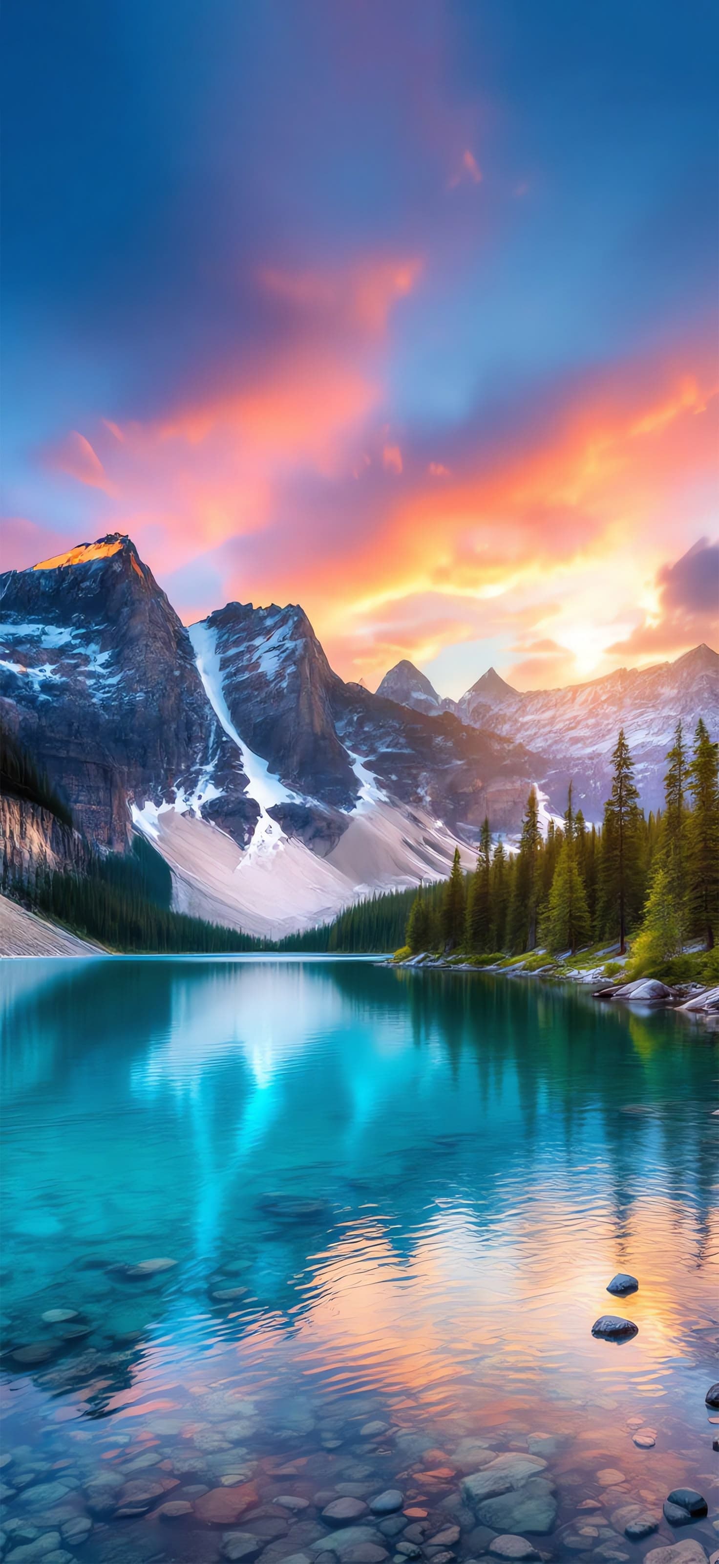 Vibrant Mountain Reflection - Pro phone wallpaper