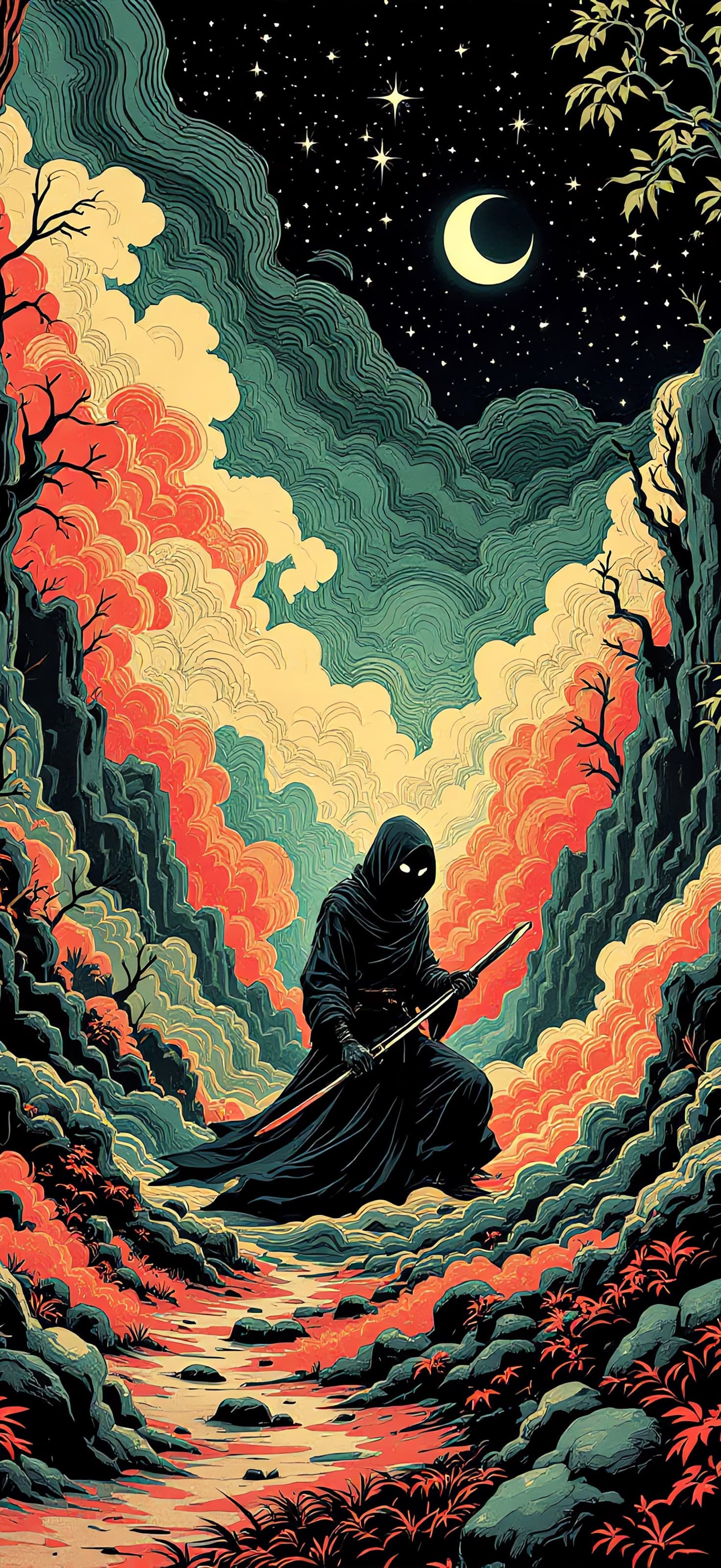 Ninja in Forest - Pro phone wallpaper