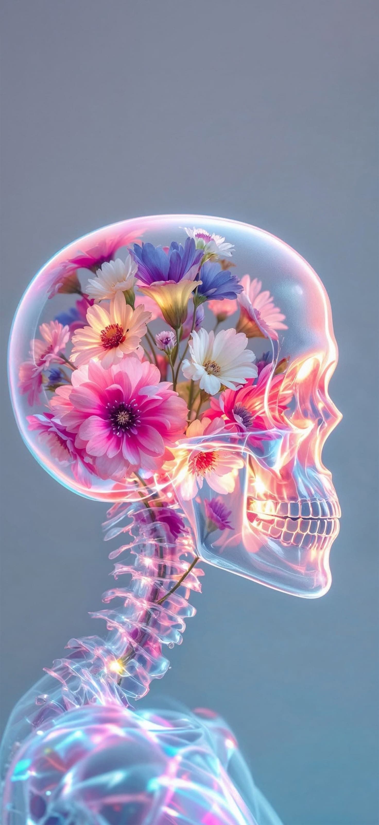 Floral Skull Anatomy - Pro phone wallpaper