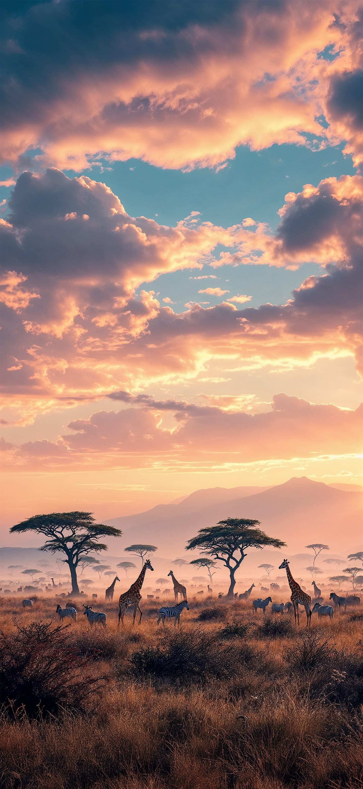 Giraffes at Dusk - Pro phone wallpaper