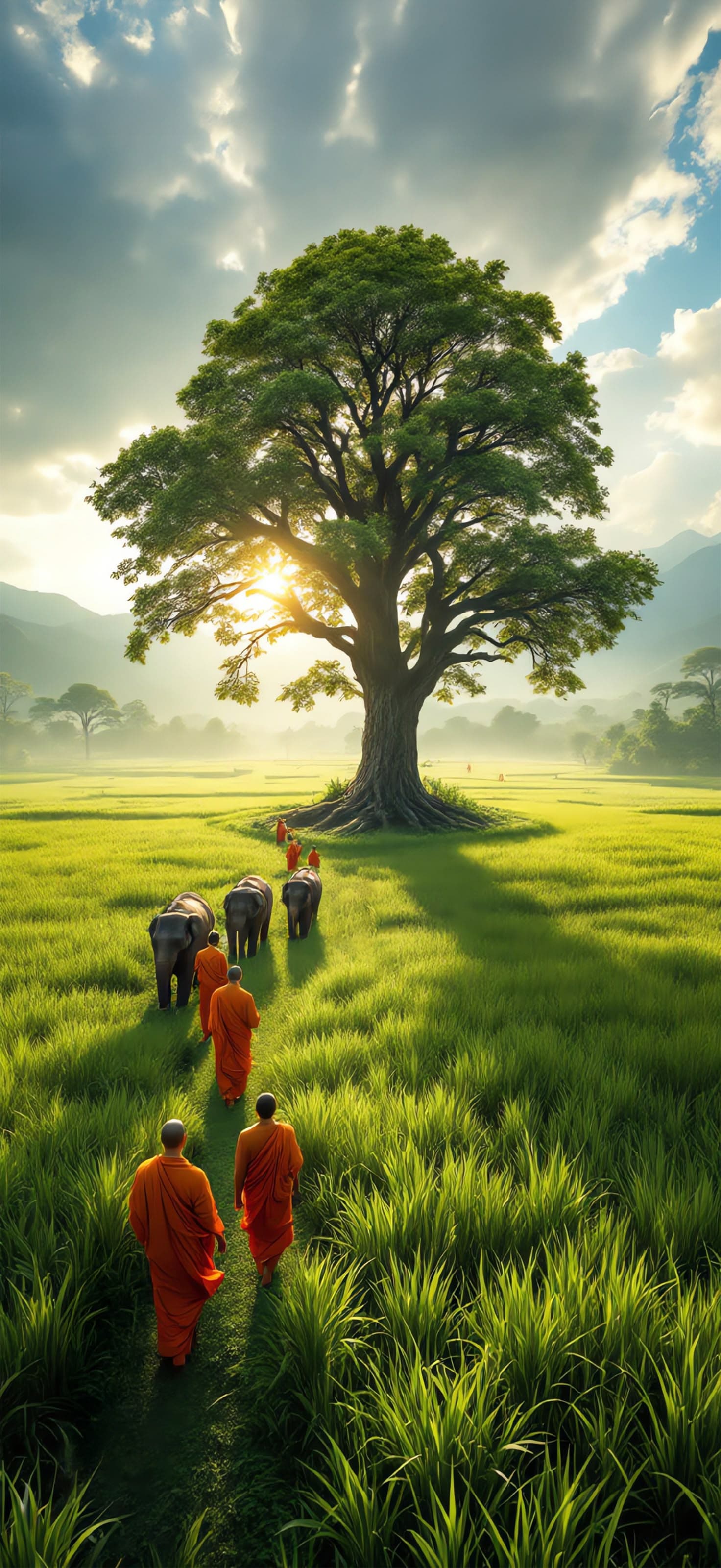 Monks Walking - Pro phone wallpaper