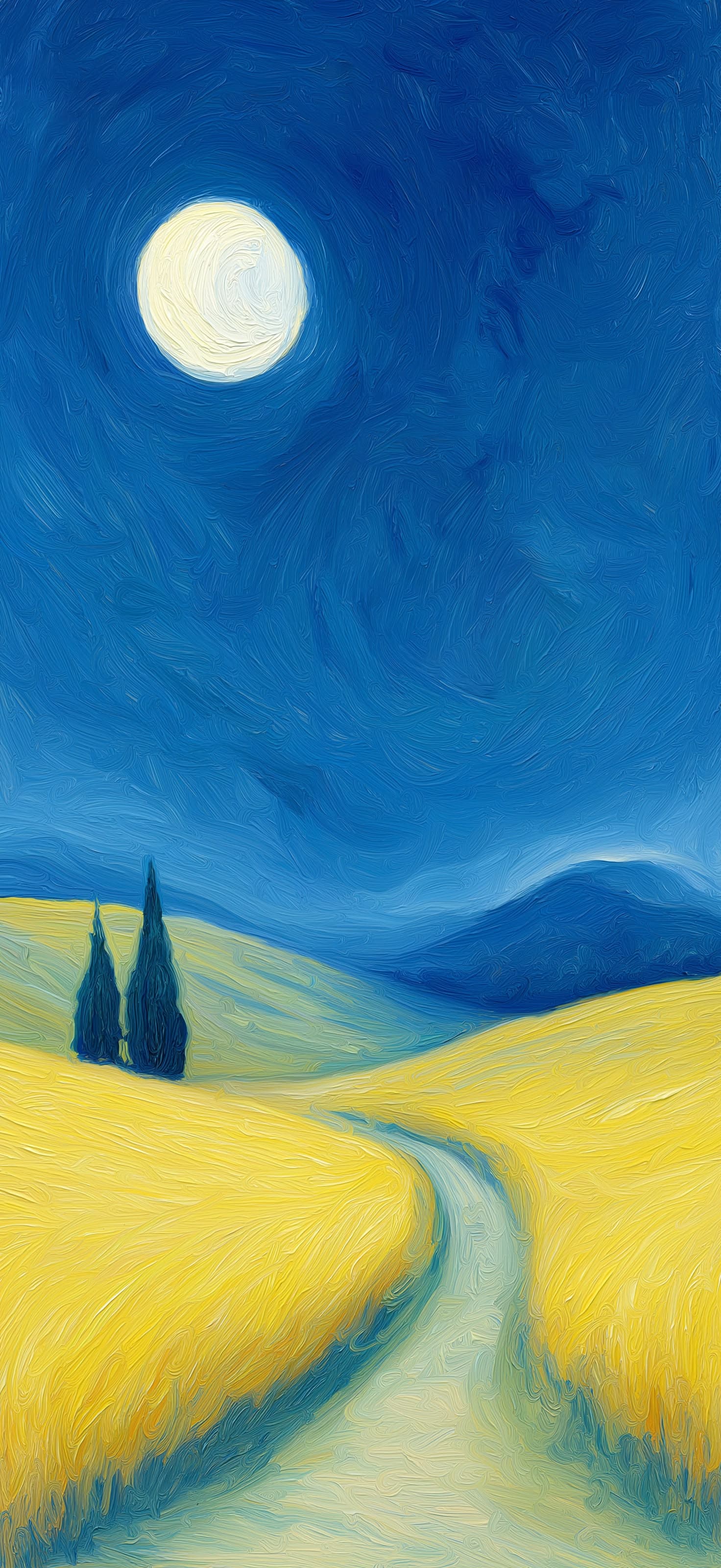 Moonlit Wheat Field - Pro phone wallpaper