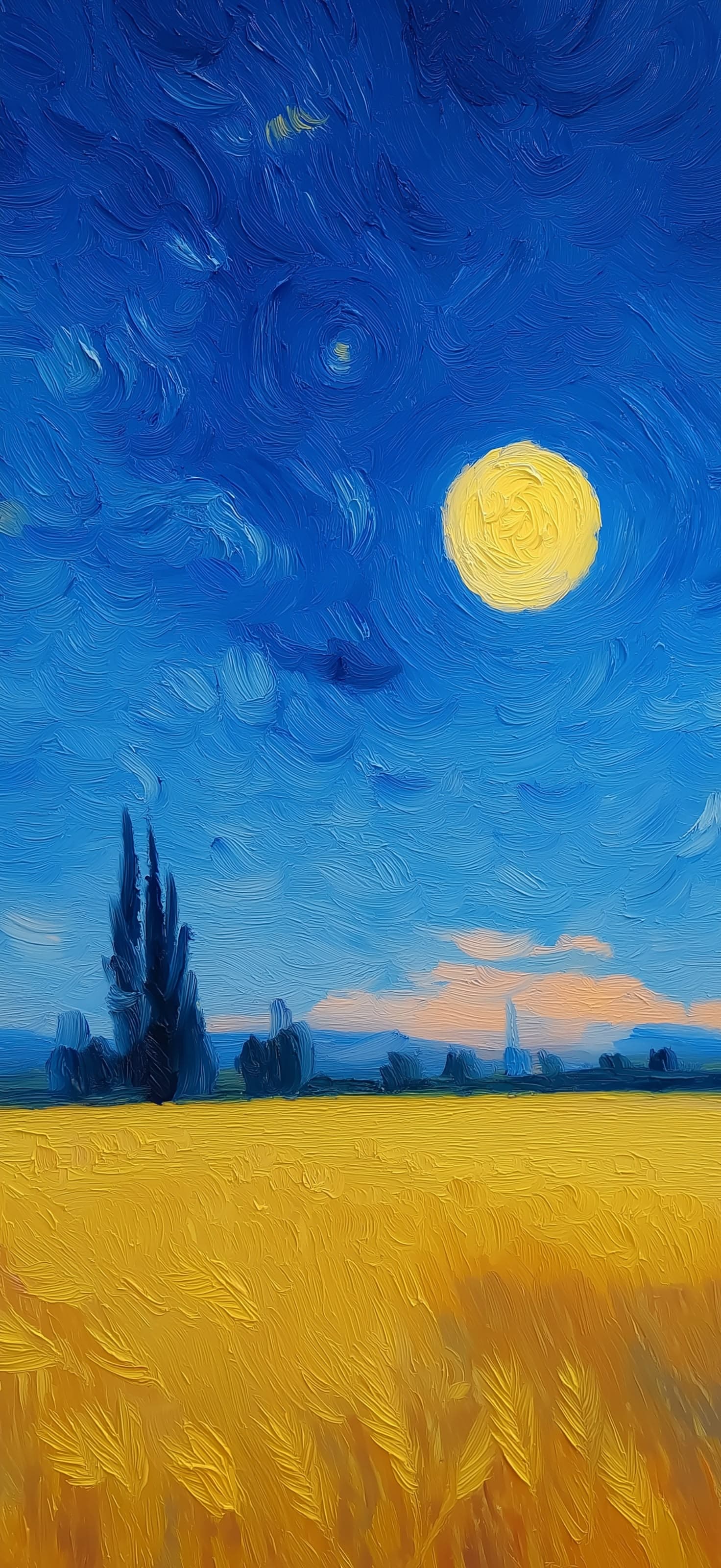 Moonlit Wheat Field - Pro phone wallpaper