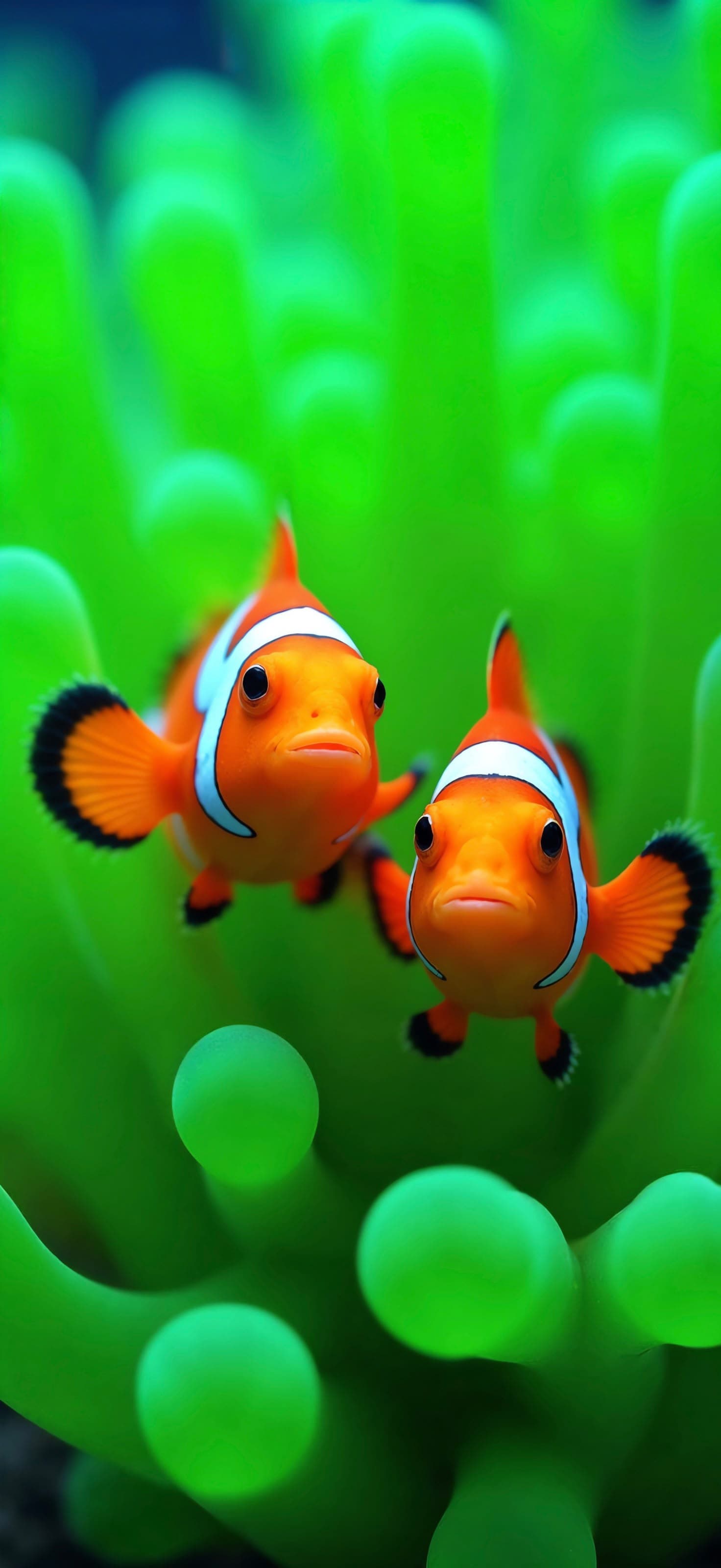 Clownfish in Coral - Pro phone wallpaper