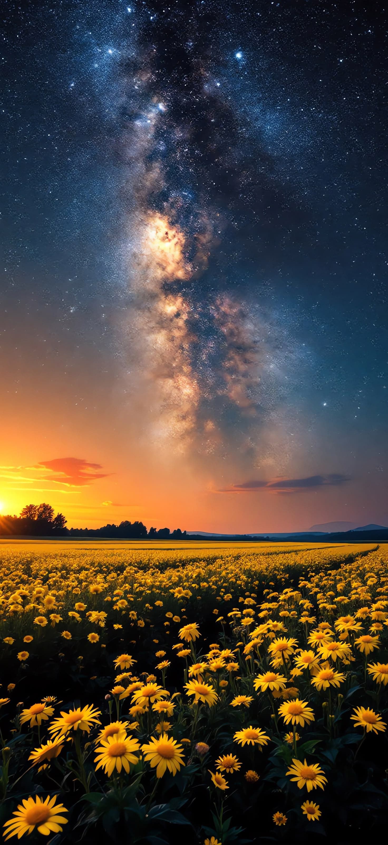 Starry Flower Field - Pro phone wallpaper