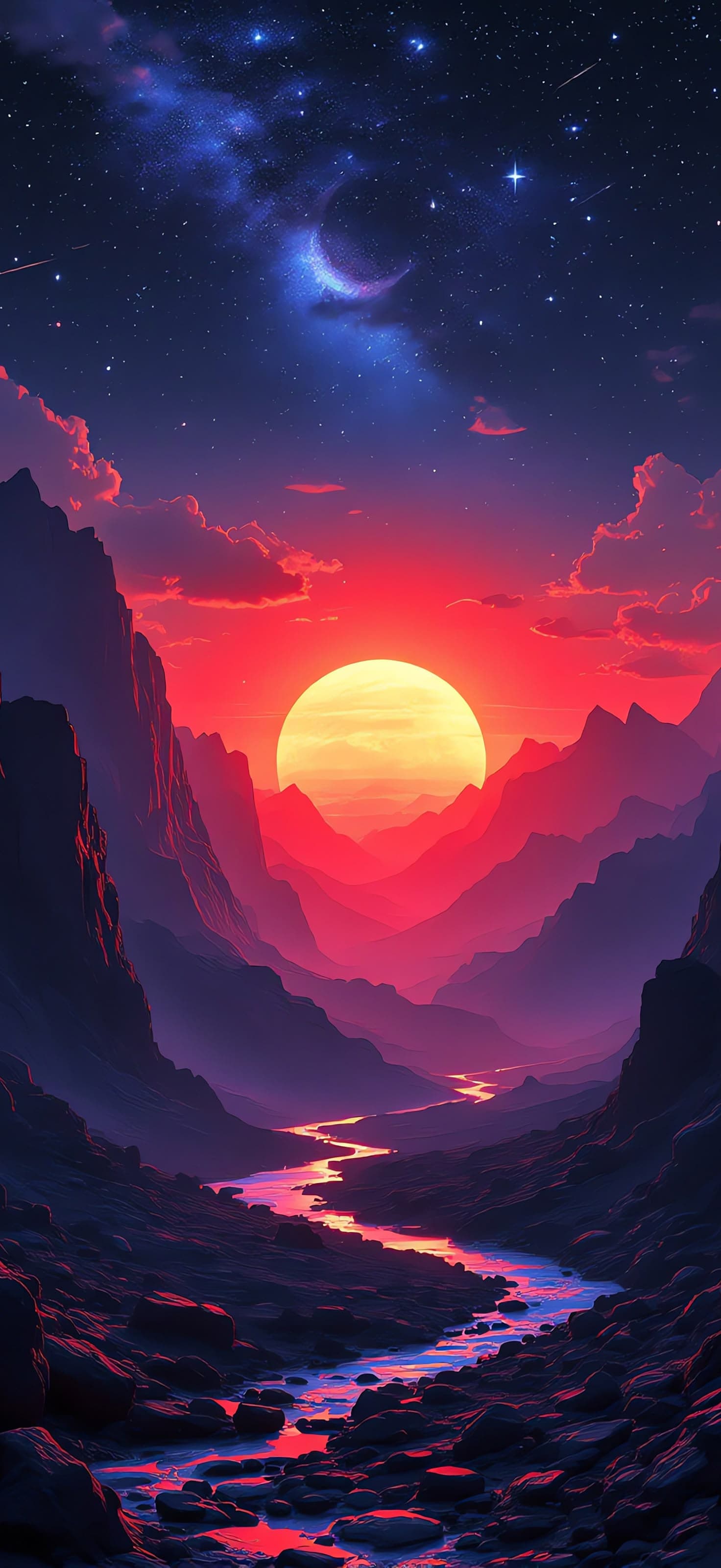 Sunset Mountain Valley - Pro phone wallpaper