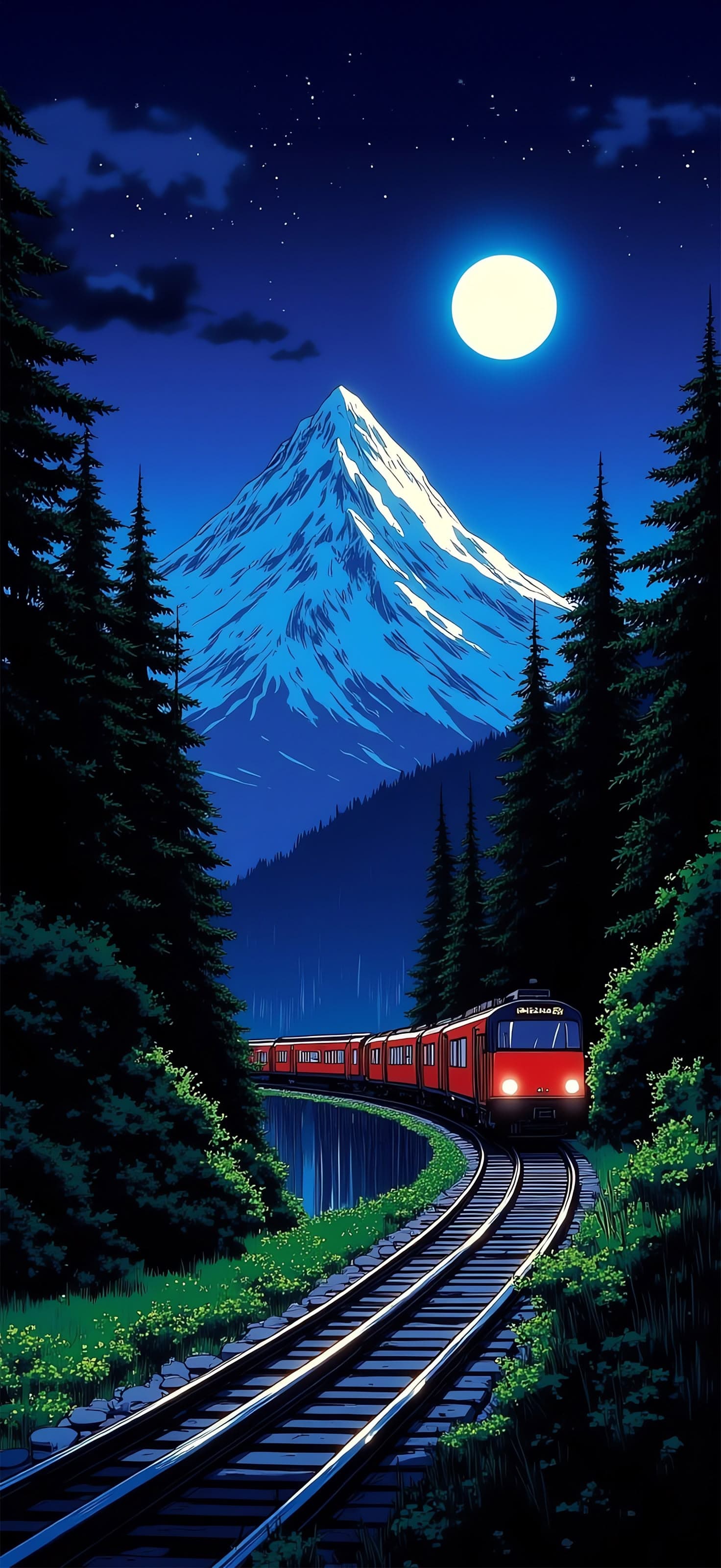 Moonlit Train Ride - Pro phone wallpaper