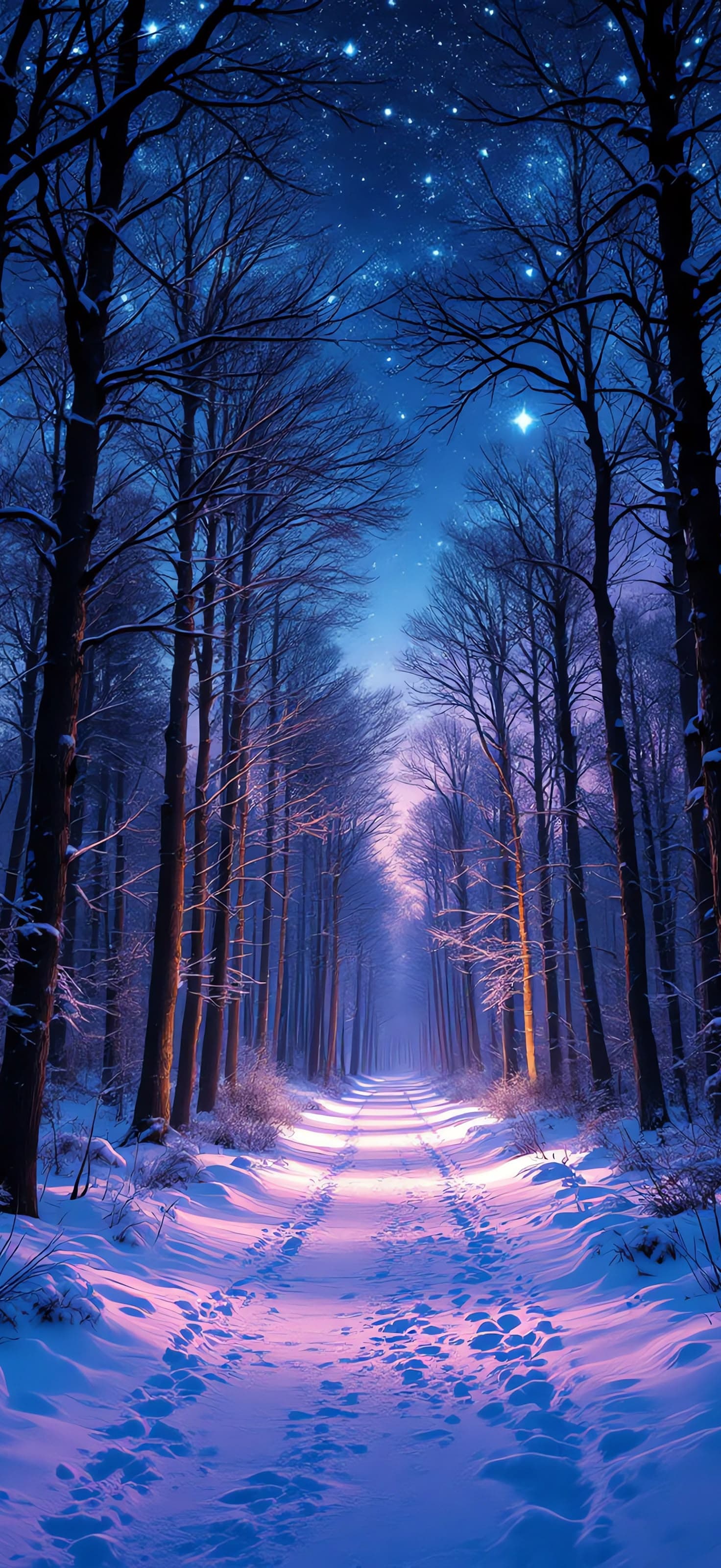 Starry Winter Trail - Pro phone wallpaper