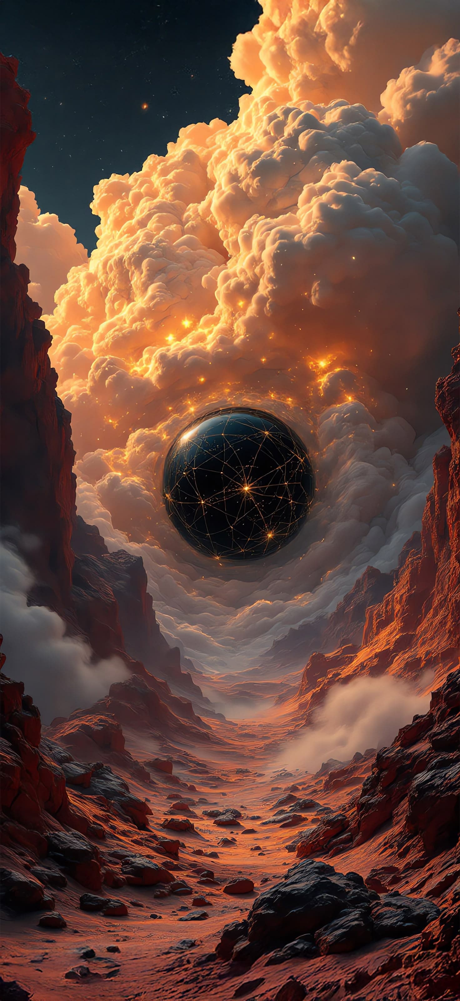 Glowing Orb in Clouds - Pro phone wallpaper